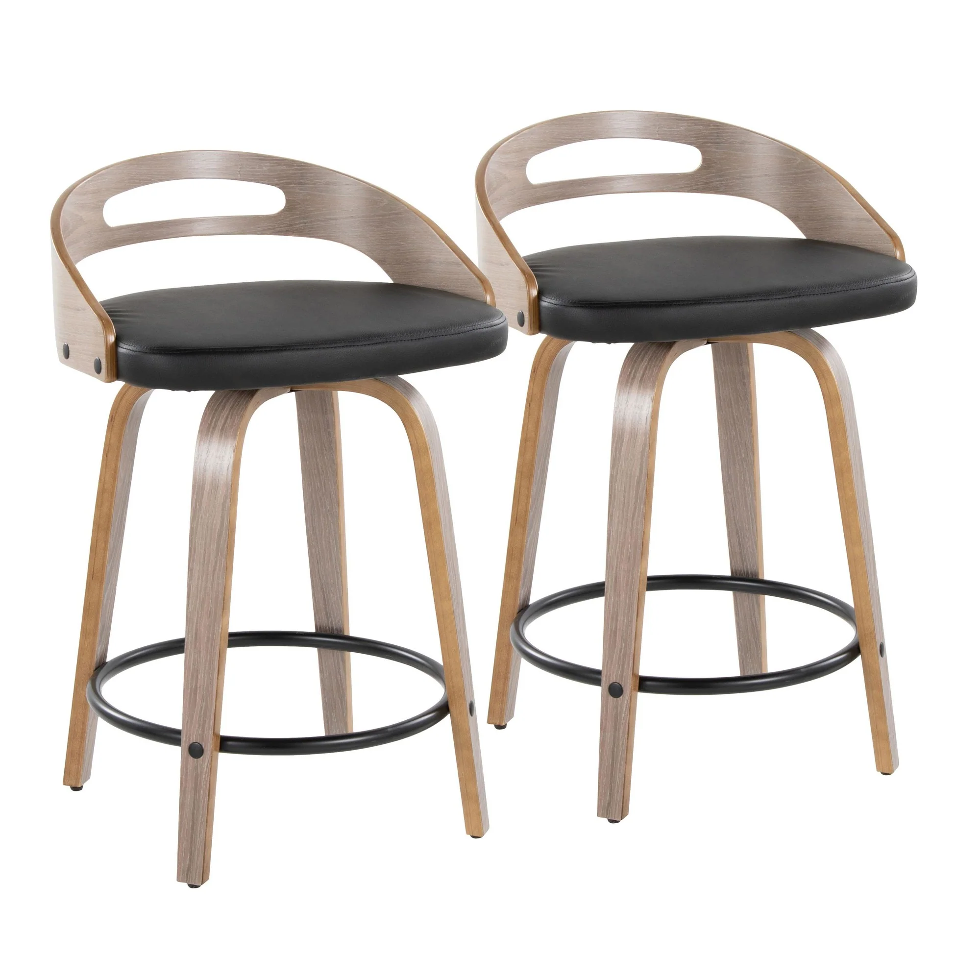 Cassis 24" Fixed-Height Counter Stool - Set of 2 By LumiSource - B24-CASSISPU-GRTZQ2 LGYLGYBK2 - Image 5