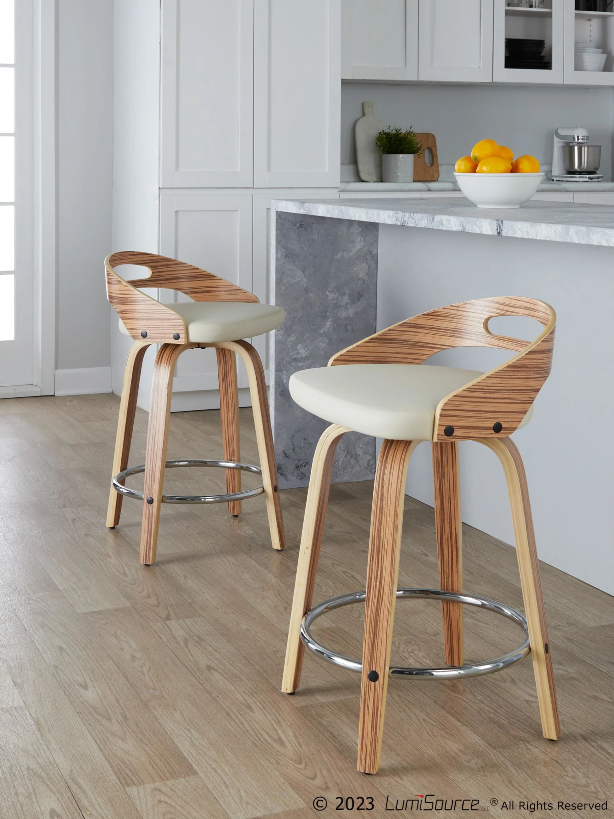 Cassis 24" Fixed-Height Counter Stool - Set of 2 By LumiSource - B24-CASSISPU-GRTZQ2 LGYLGYBK2 - Image 53