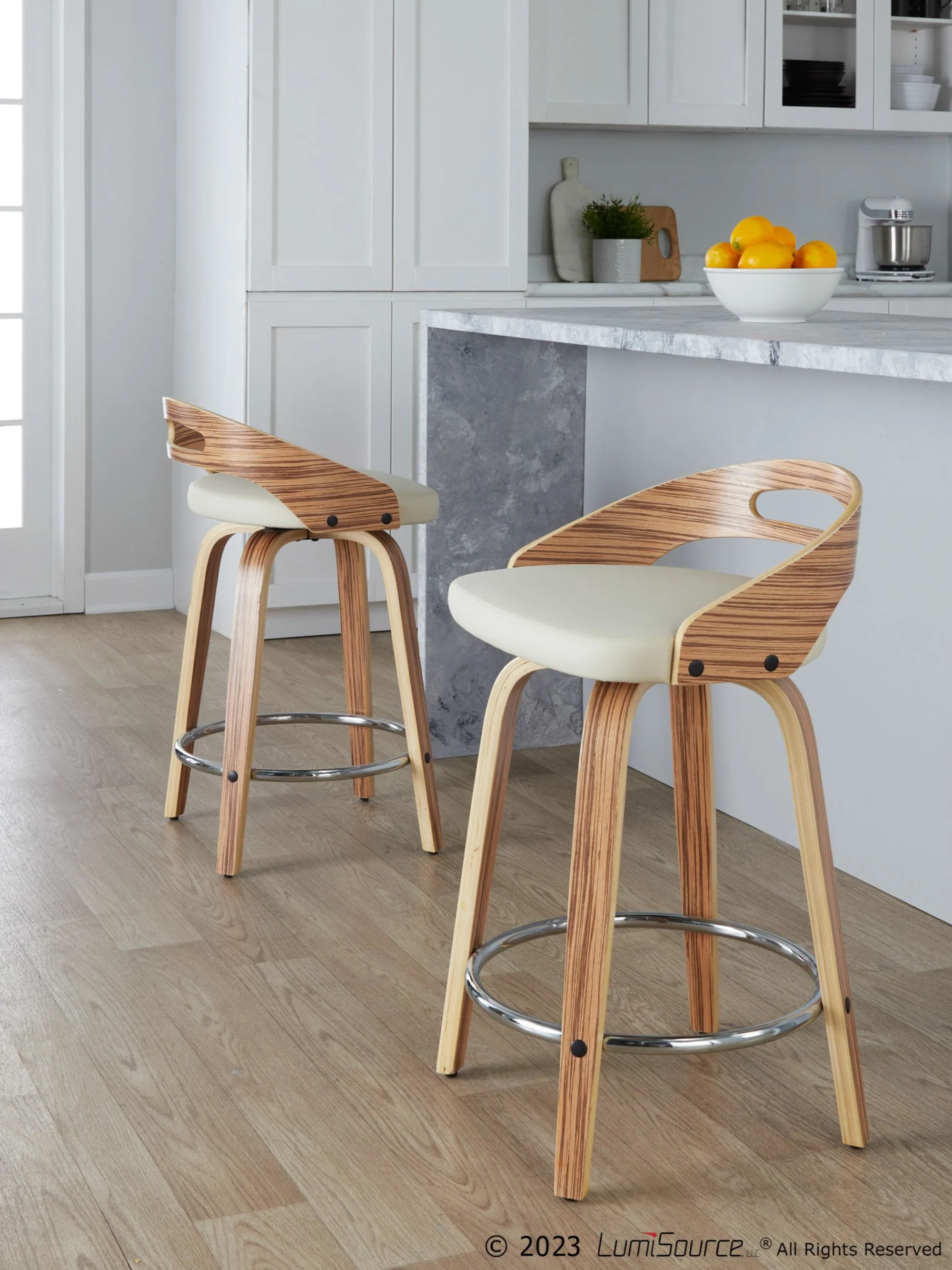 Cassis 24" Fixed-Height Counter Stool - Set of 2 By LumiSource - B24-CASSISPU-GRTZQ2 LGYLGYBK2 - Image 54