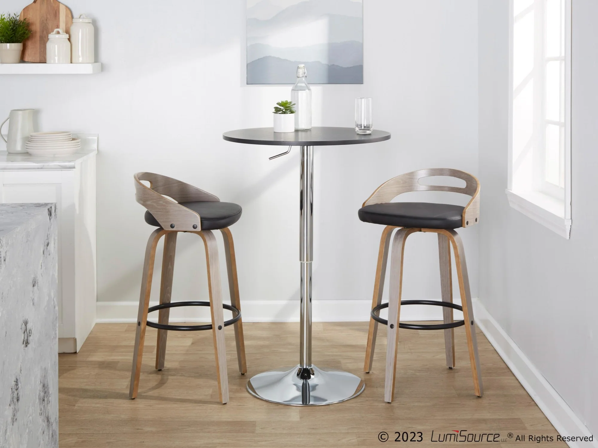 Cassis 30" Fixed-Height Barstool - Set of 2 By LumiSource - B30-CASSISPU-GRTZQ2 LGYLGYBK2 - Image 3