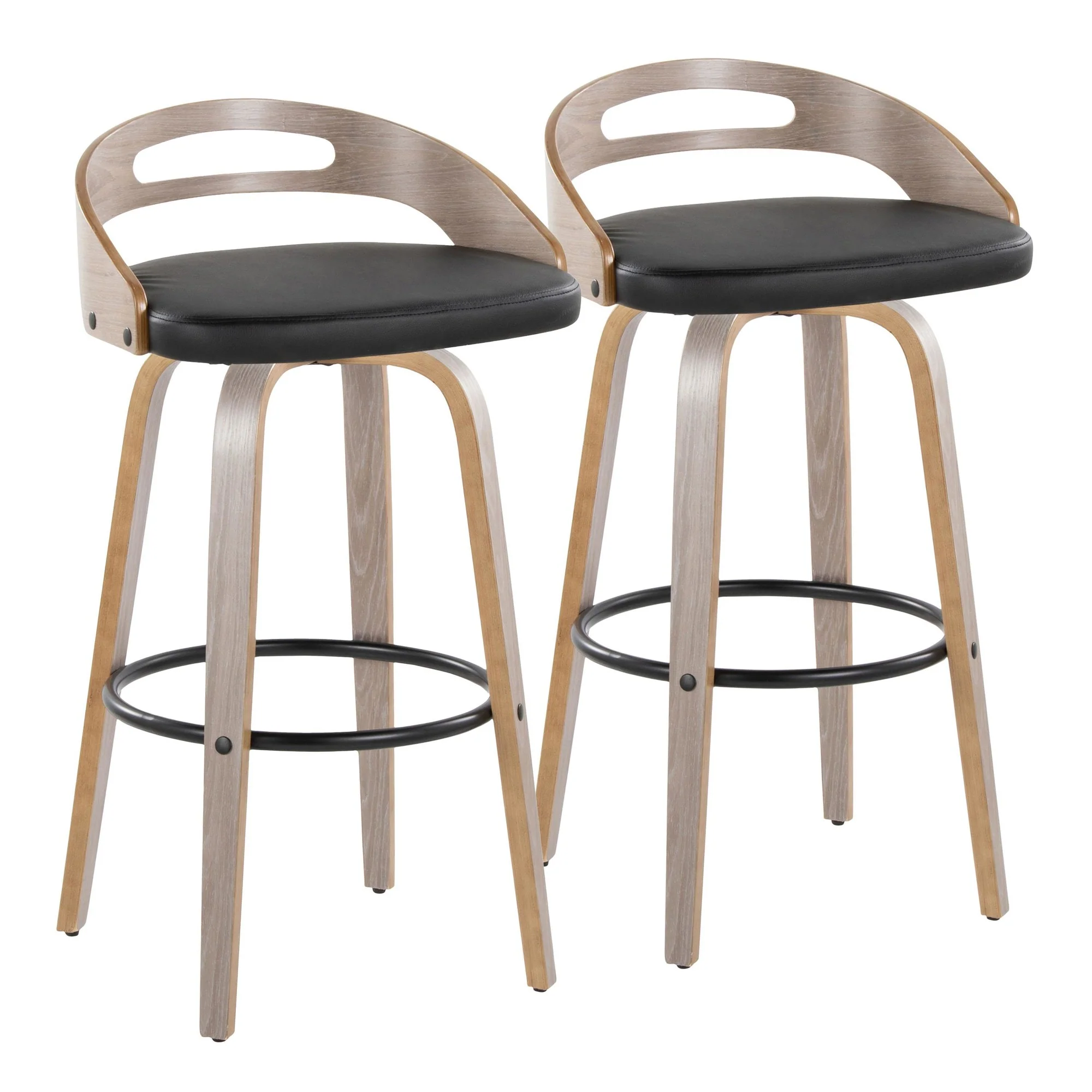 Cassis 30" Fixed-Height Barstool - Set of 2 By LumiSource - B30-CASSISPU-GRTZQ2 LGYLGYBK2 - Image 5