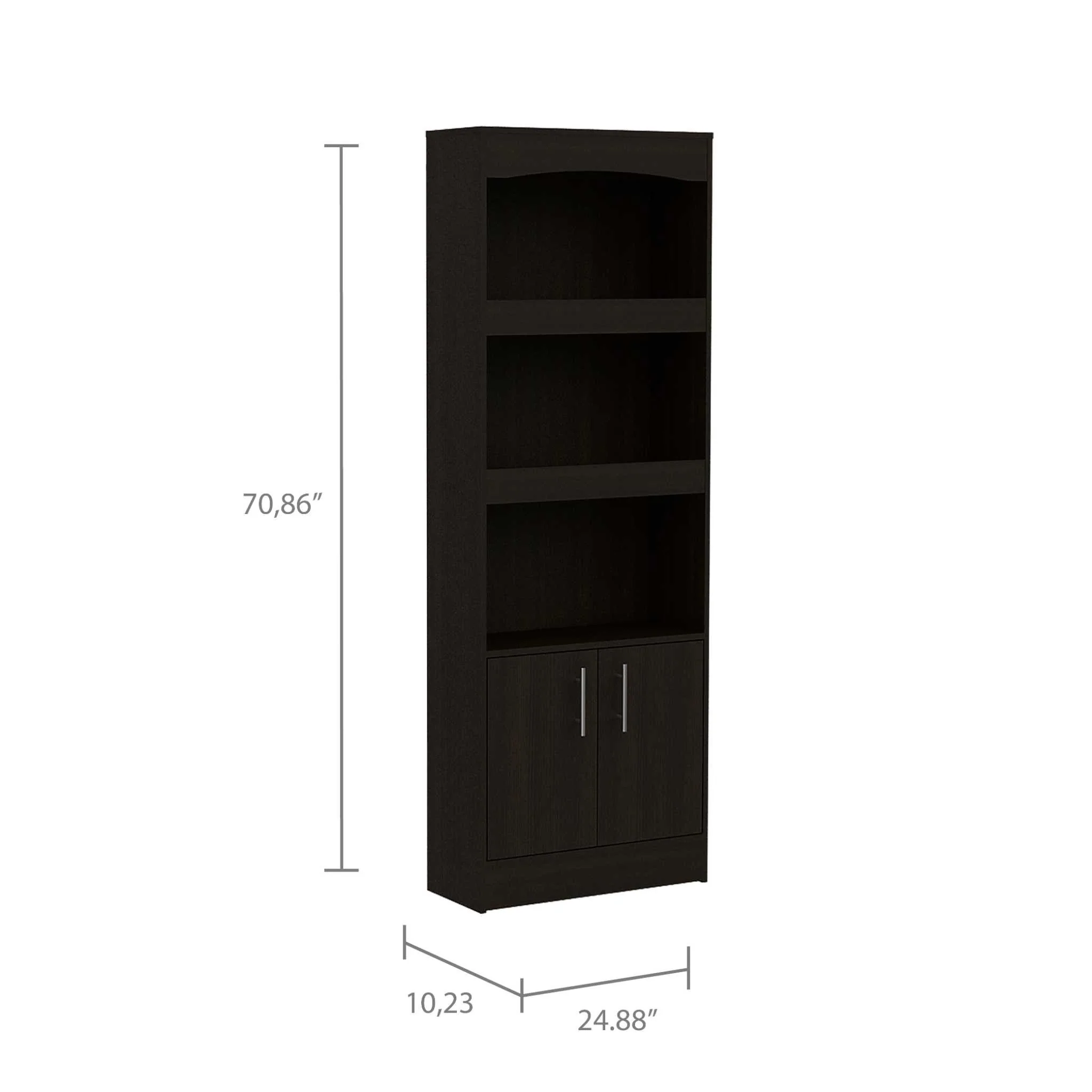 Catarina Black Bookcase Cabinet By Homeroots - Image 3