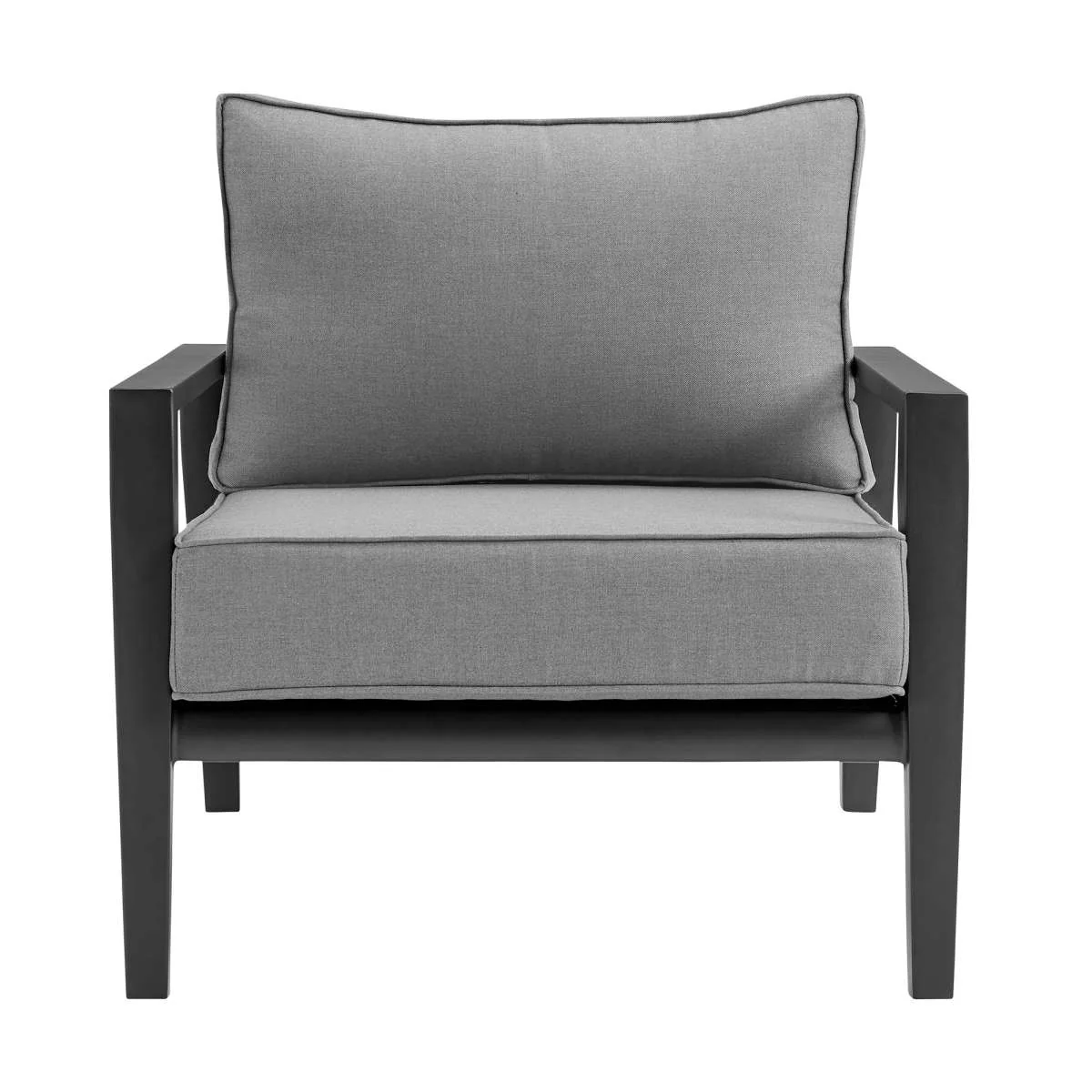 4 Piece Black Aluminum Outdoor Seating Set with Dark Gray Cushions - Cayman Collection By Armen Living - Image 6