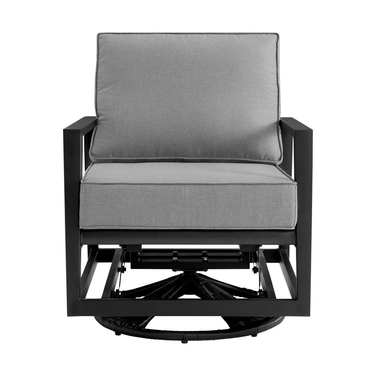 Outdoor Swivel Glider Chair with Dark Gray Cushions & Black Aluminum - Cayman Collection By Armen Living - Image 6