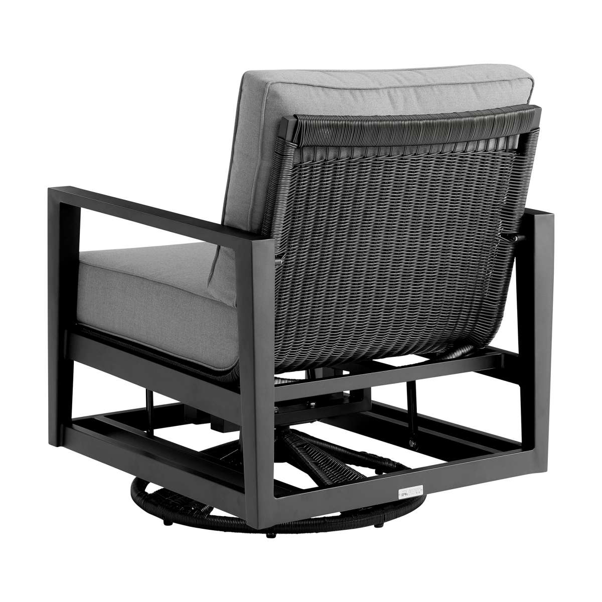 Outdoor Swivel Glider Chair with Dark Gray Cushions & Black Aluminum - Cayman Collection By Armen Living - Image 7