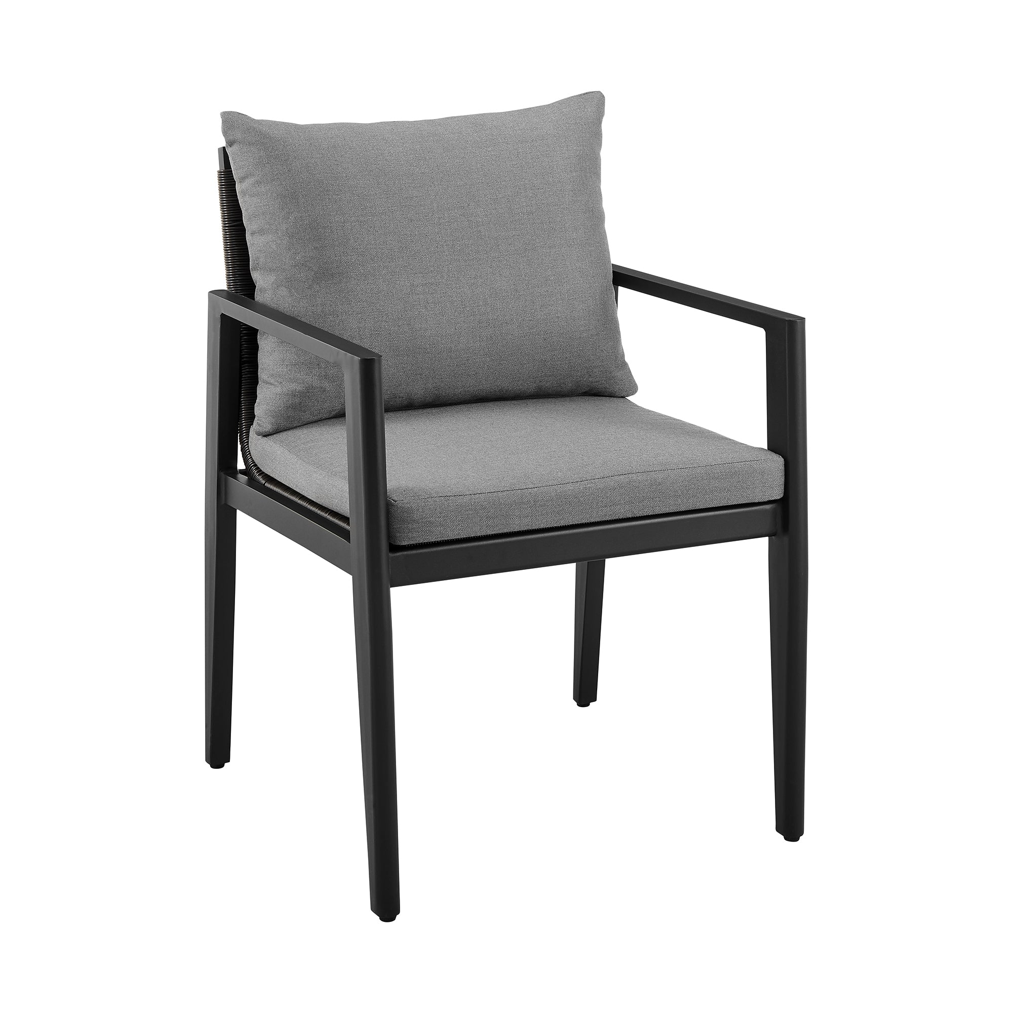 Cayman Outdoor Patio 5-Piece Dining Table Set in Aluminum with Gray Cushions By Armen Living - Image 3