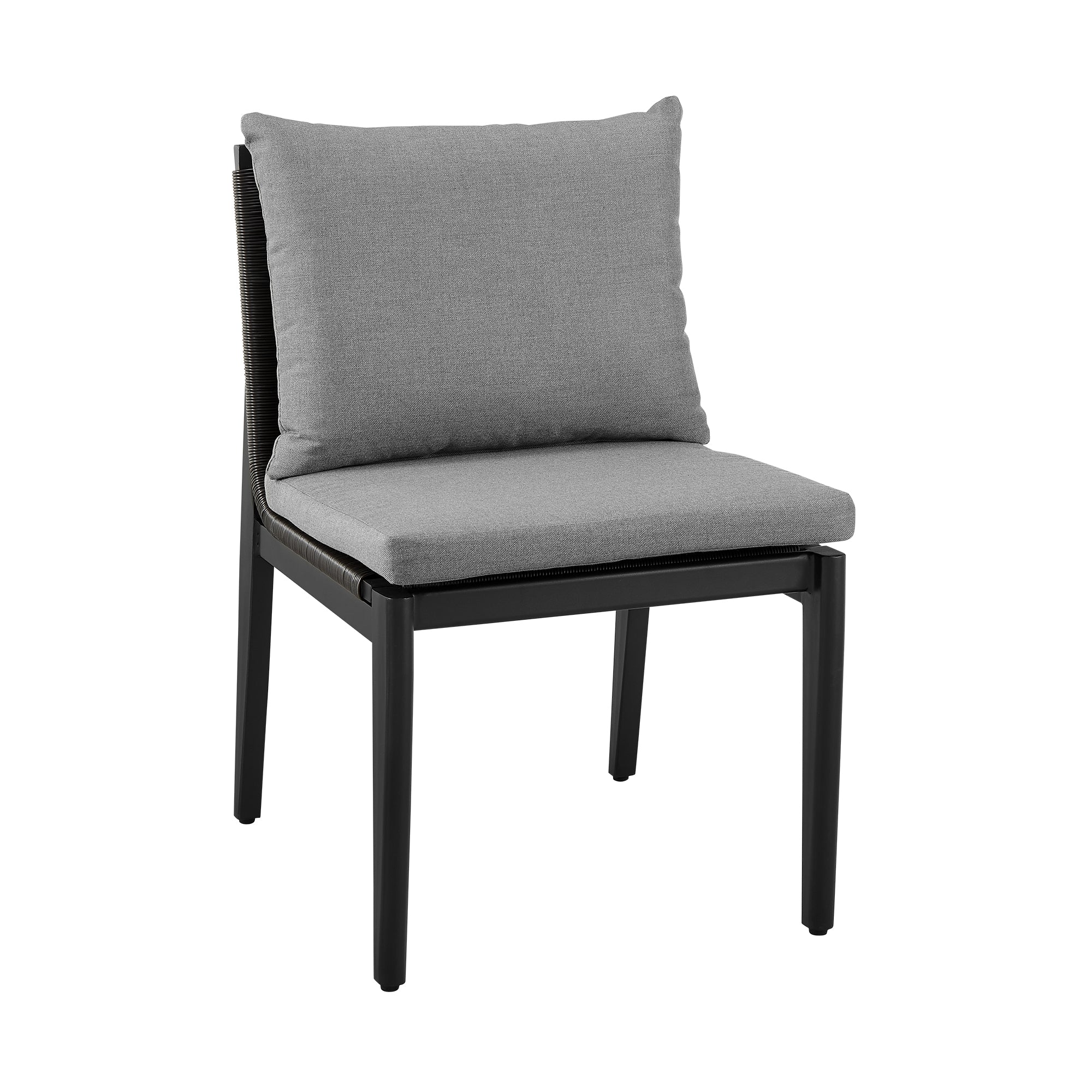 Cayman Outdoor Patio 5-Piece Round Dining Table Set in Aluminum with Gray Cushions By Armen Living - Image 3