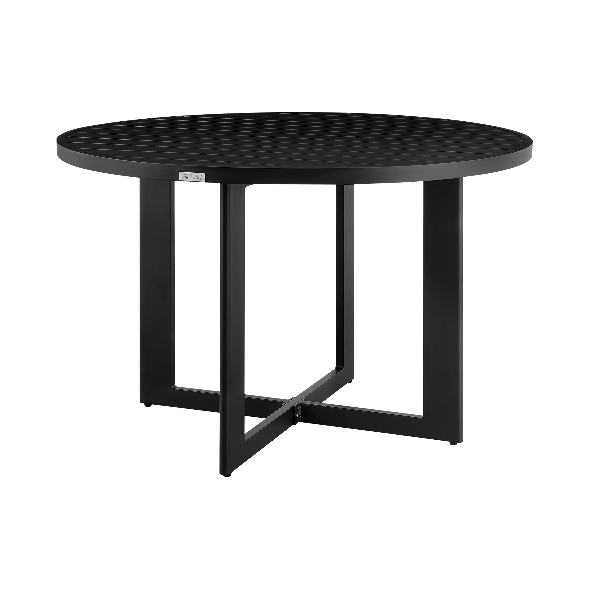 Cayman Outdoor Patio 5-Piece Round Dining Table Set in Aluminum with Gray Cushions By Armen Living - Image 5