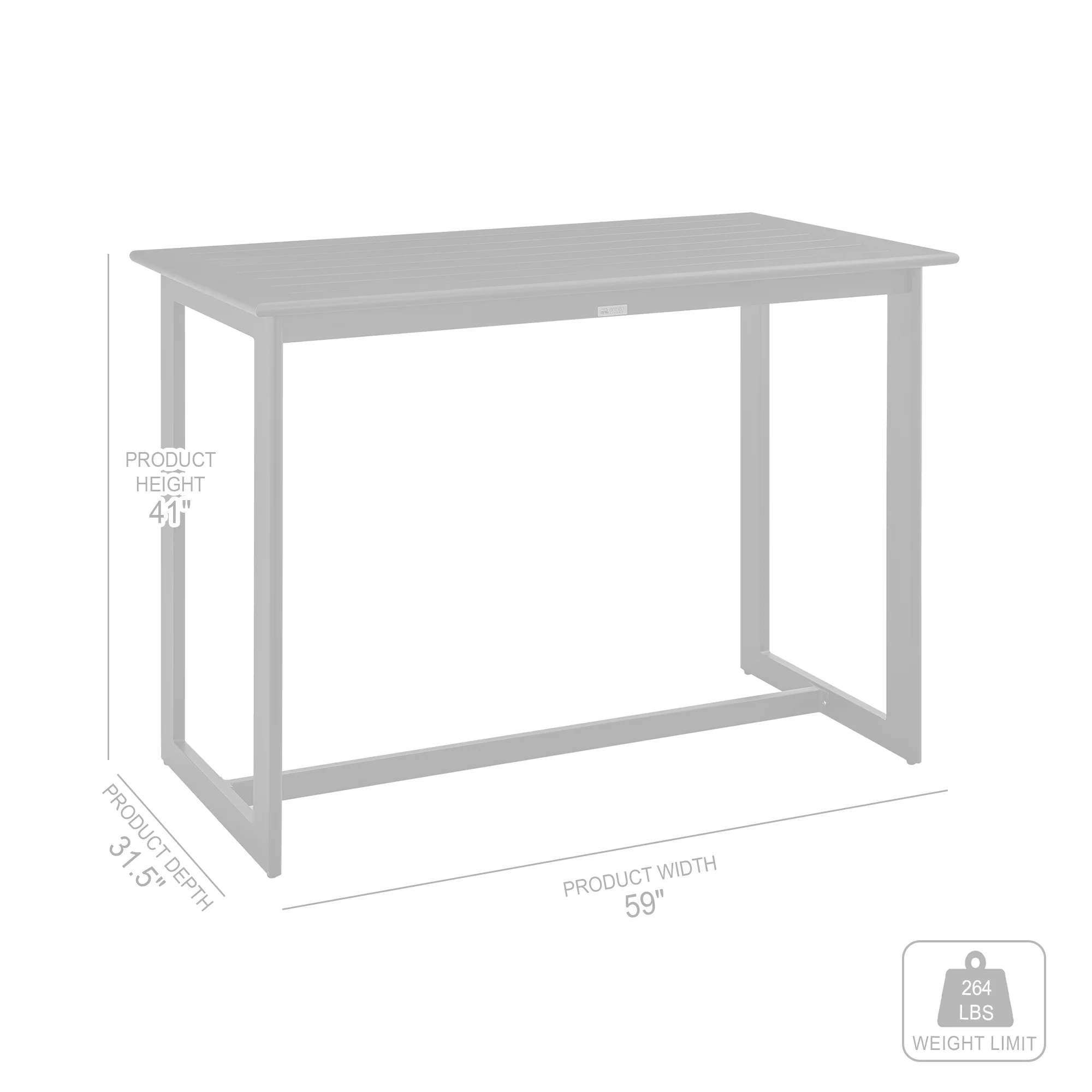 Cayman Outdoor Patio Bar Height Dining Table in Aluminum By Armen Living - Image 7