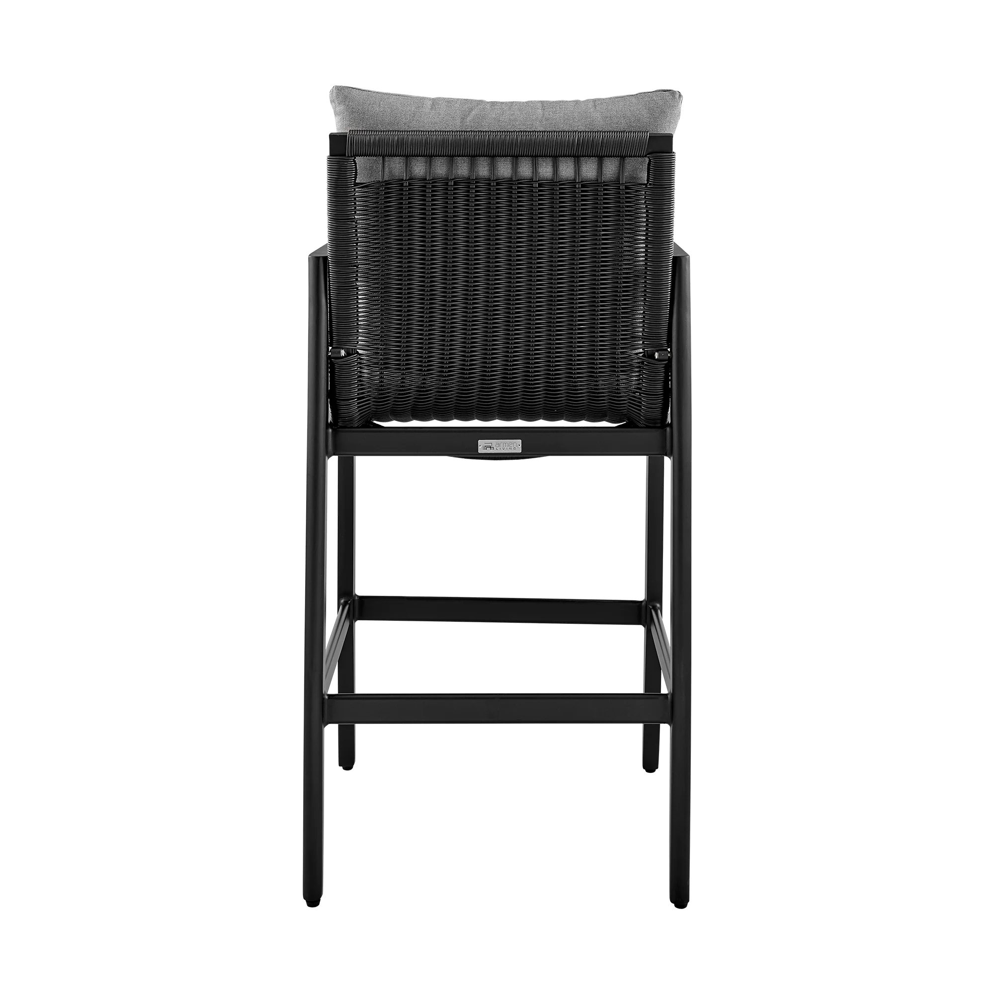 Cayman Outdoor Patio Bar Stool in Aluminum with Gray Cushions By Armen Living - Image 7