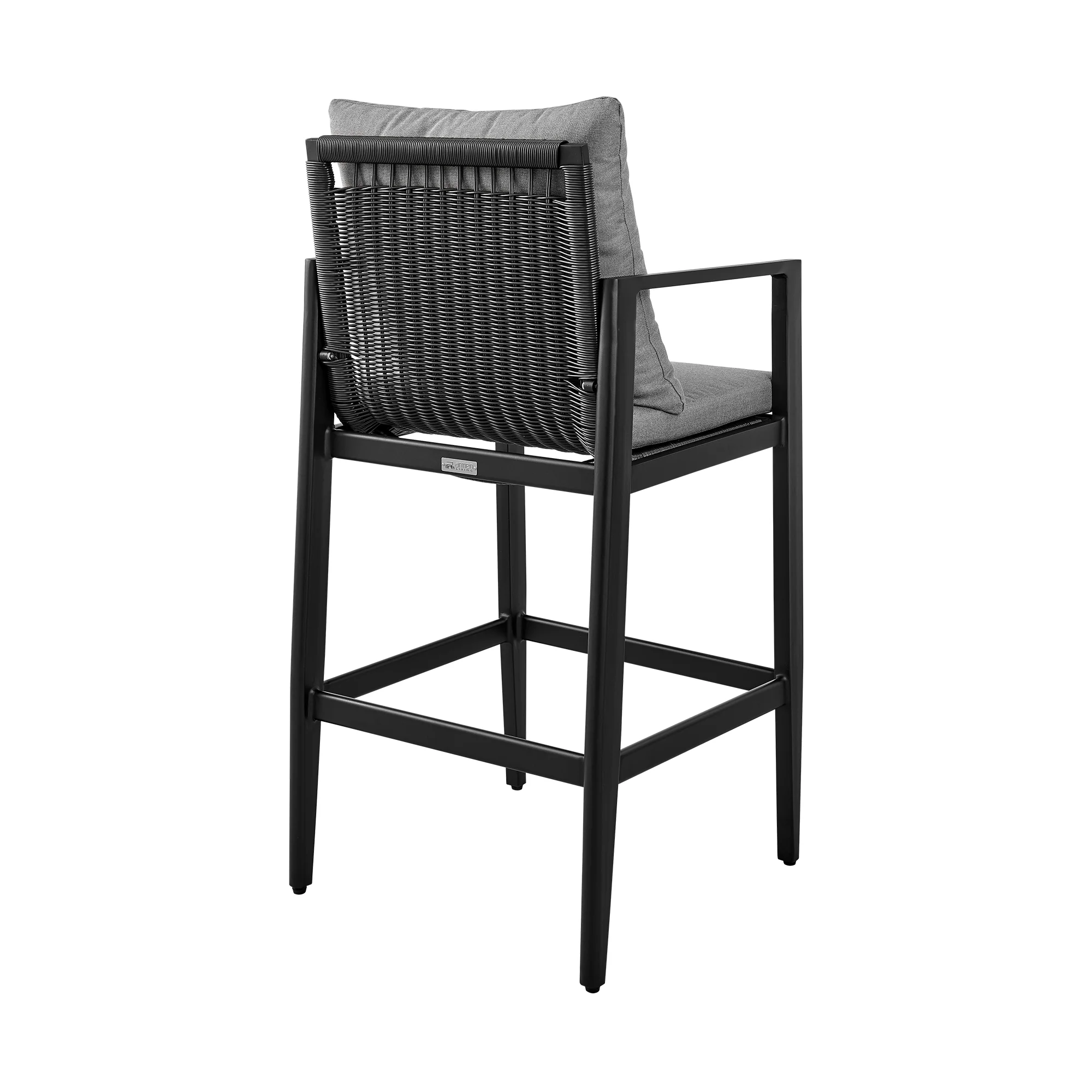 Cayman Outdoor Patio Counter Height Bar Stool in Aluminum with Gray Cushions By Armen Living - Image 6