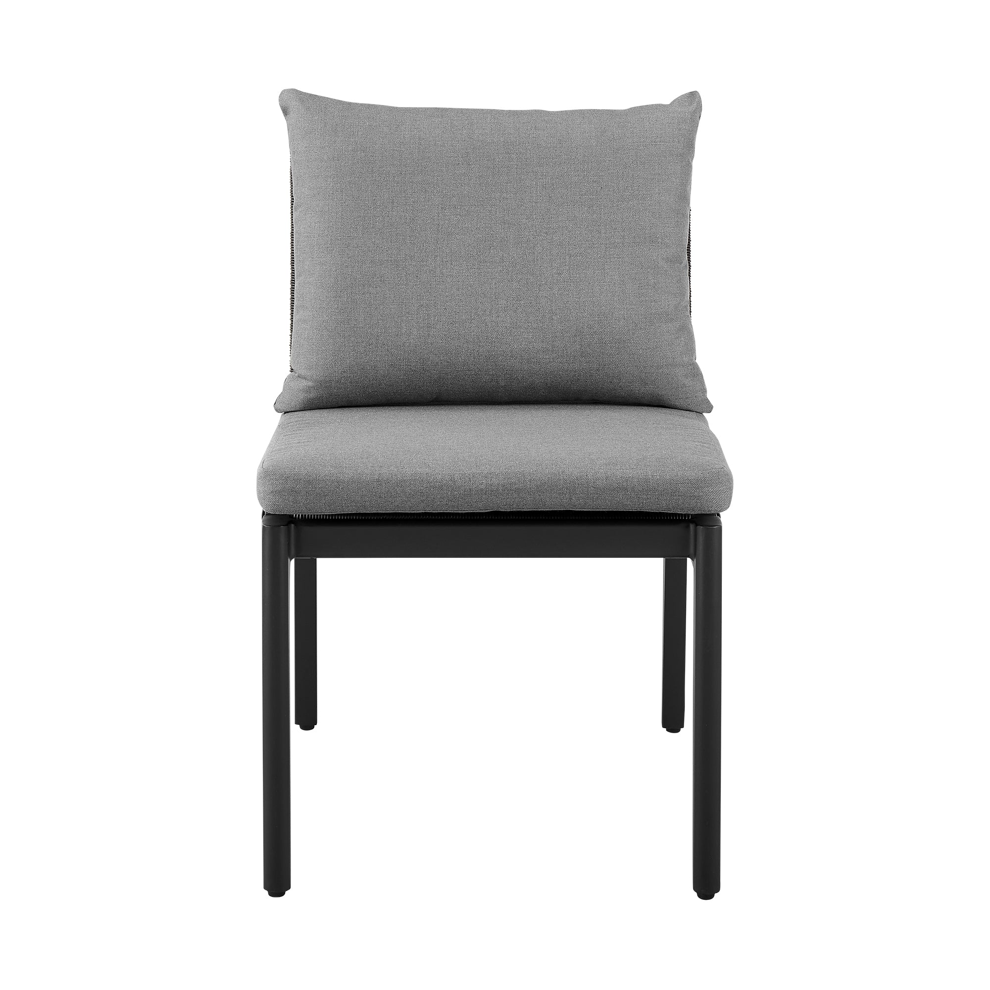 Cayman Outdoor Patio Dining Chairs in Aluminum with Gray Cushions - Set of 2 By Armen Living - Image 5