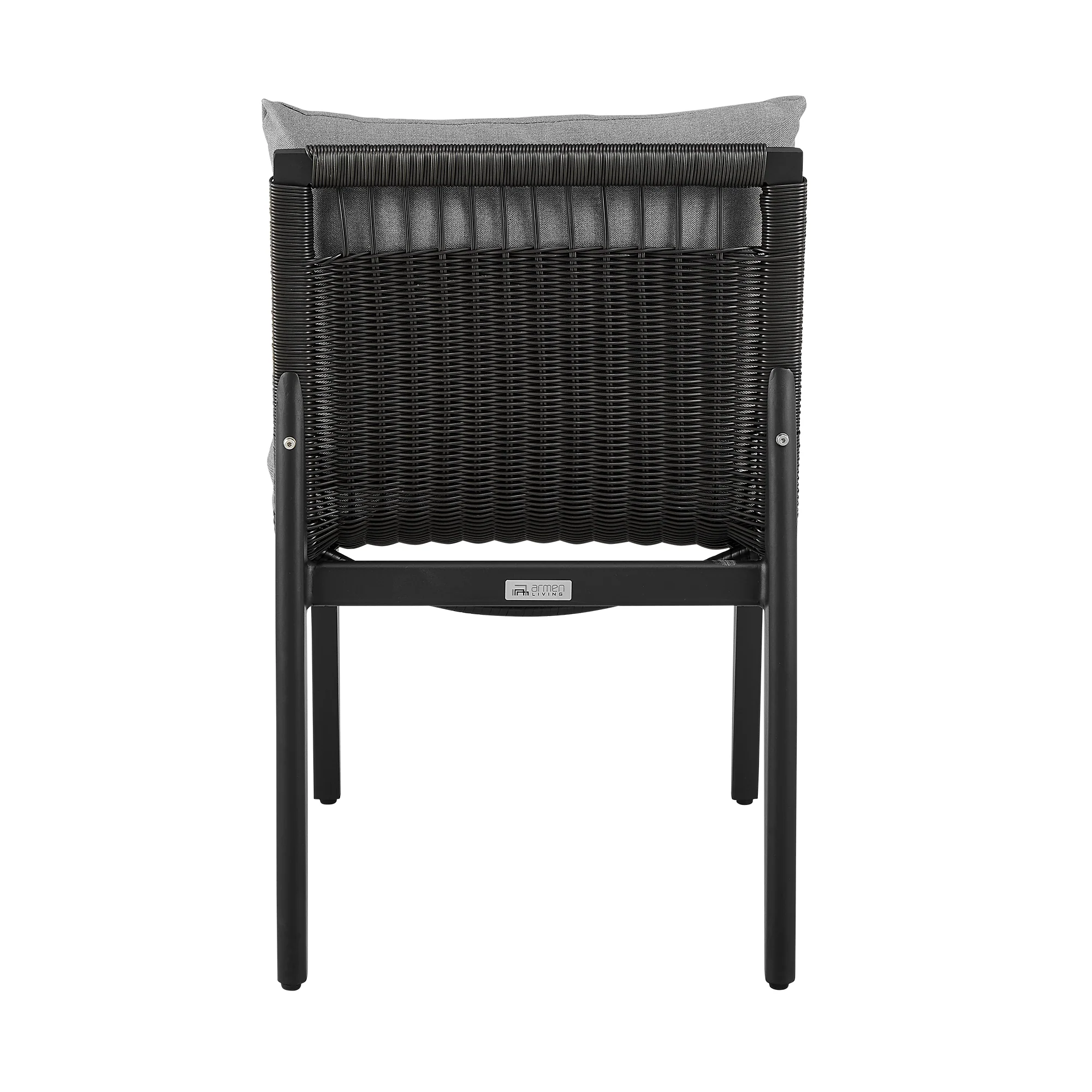 Cayman Outdoor Patio Dining Chairs in Aluminum with Gray Cushions - Set of 2 By Armen Living - Image 8