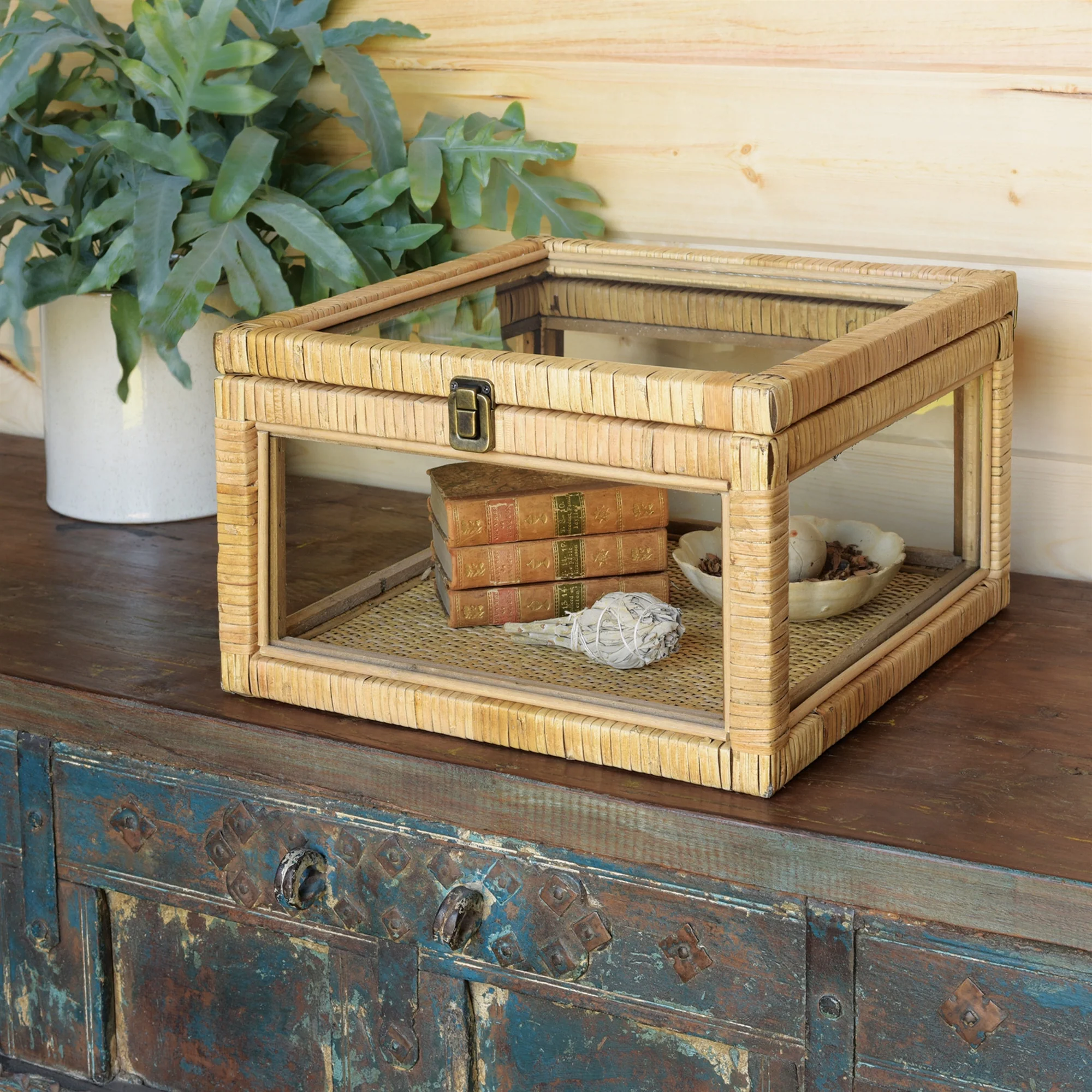 Cayman Rattan and Glass Case By HomArt - Image 4