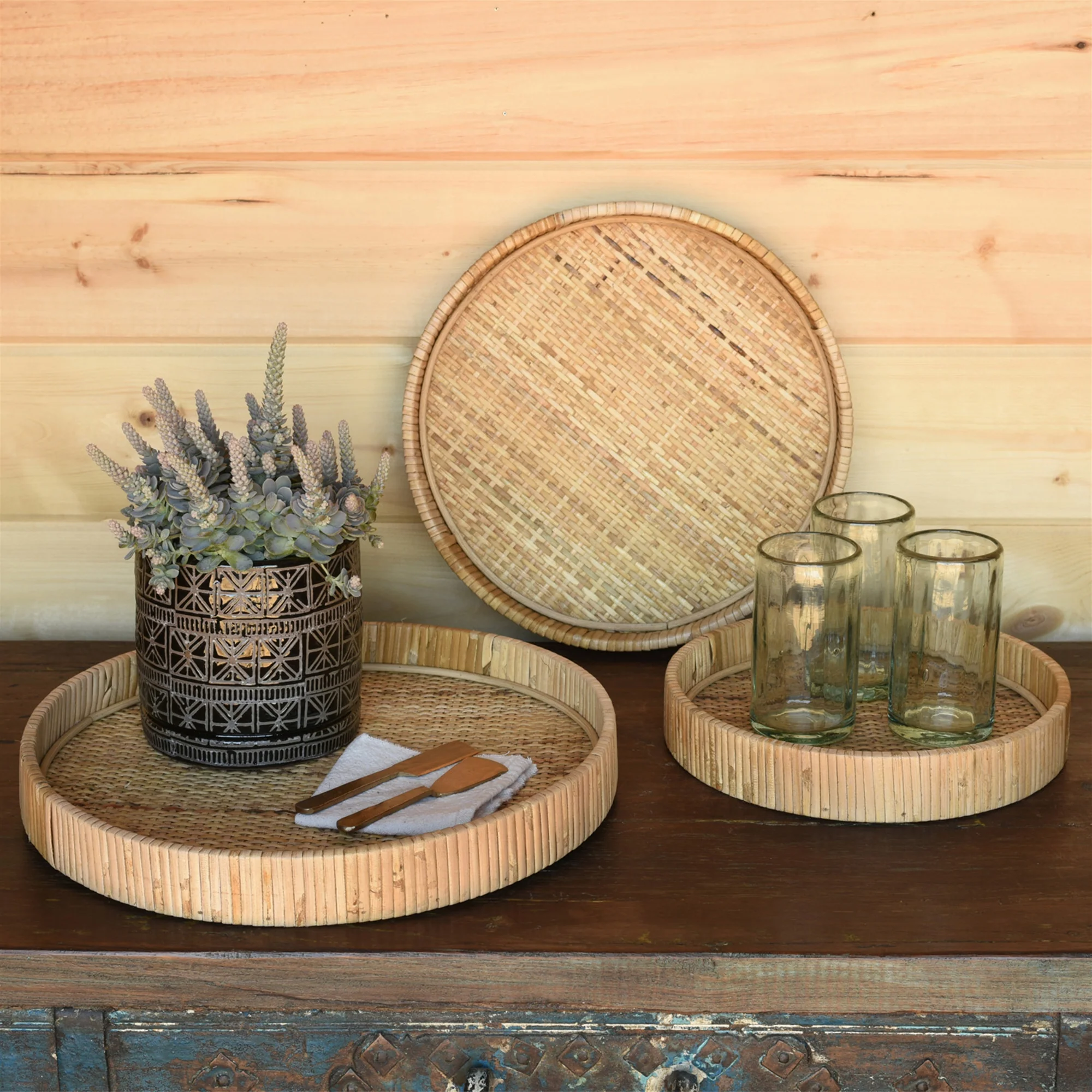 Cayman Tray, Rattan - Small - Natural Set Of 2 By HomArt - Image 6