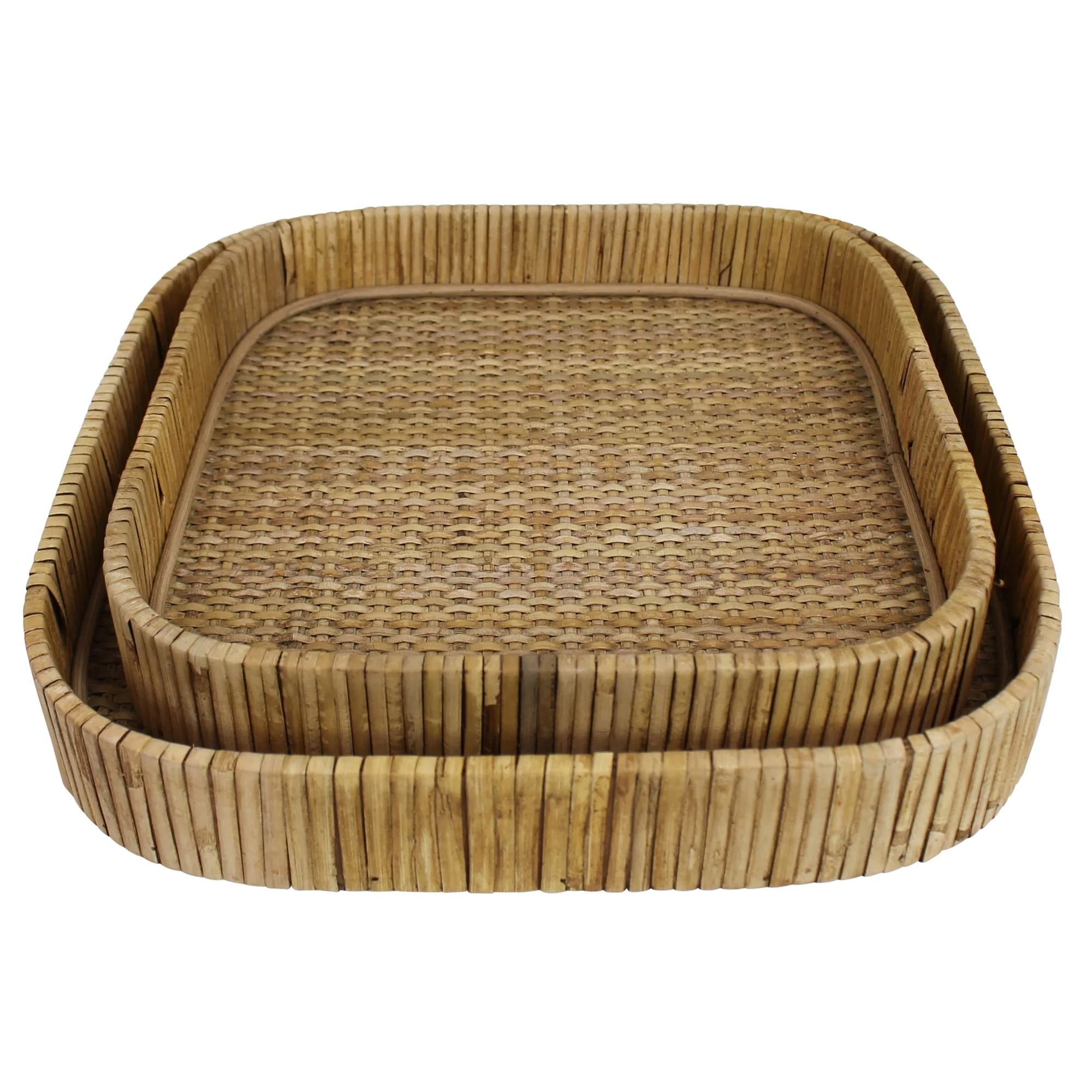 Cayman Tray, Rattan, Square - Small Set Of 2 By HomArt - Image 3