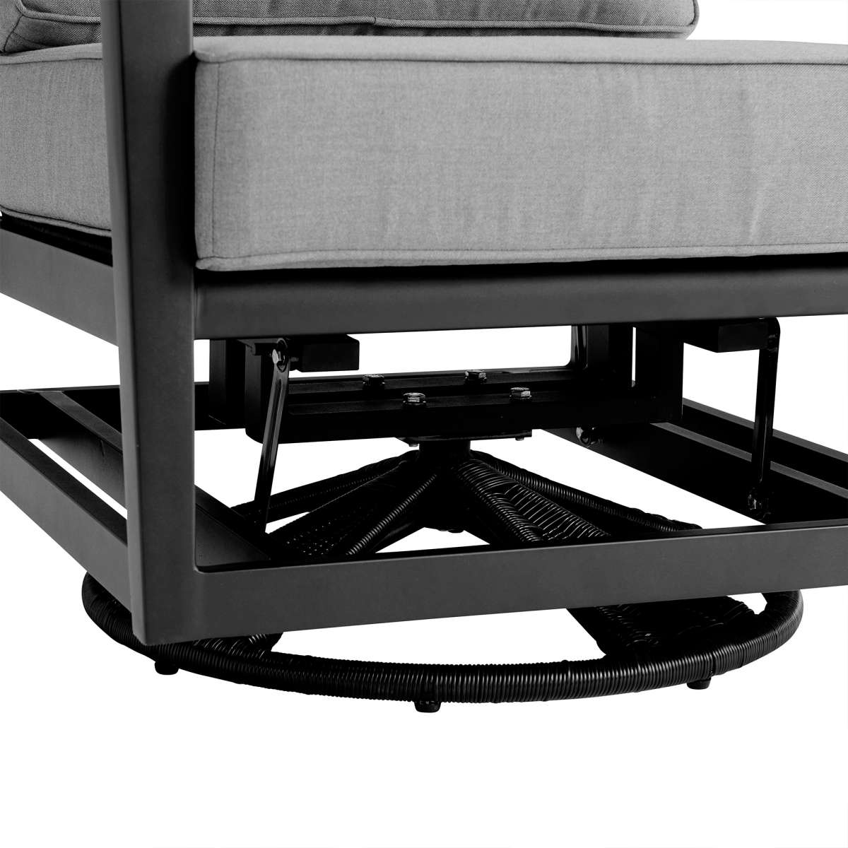 Cayman 3 Piece Black Aluminum Outdoor Seating Set with Dark Gray Cushions By Armen Living - Image 6