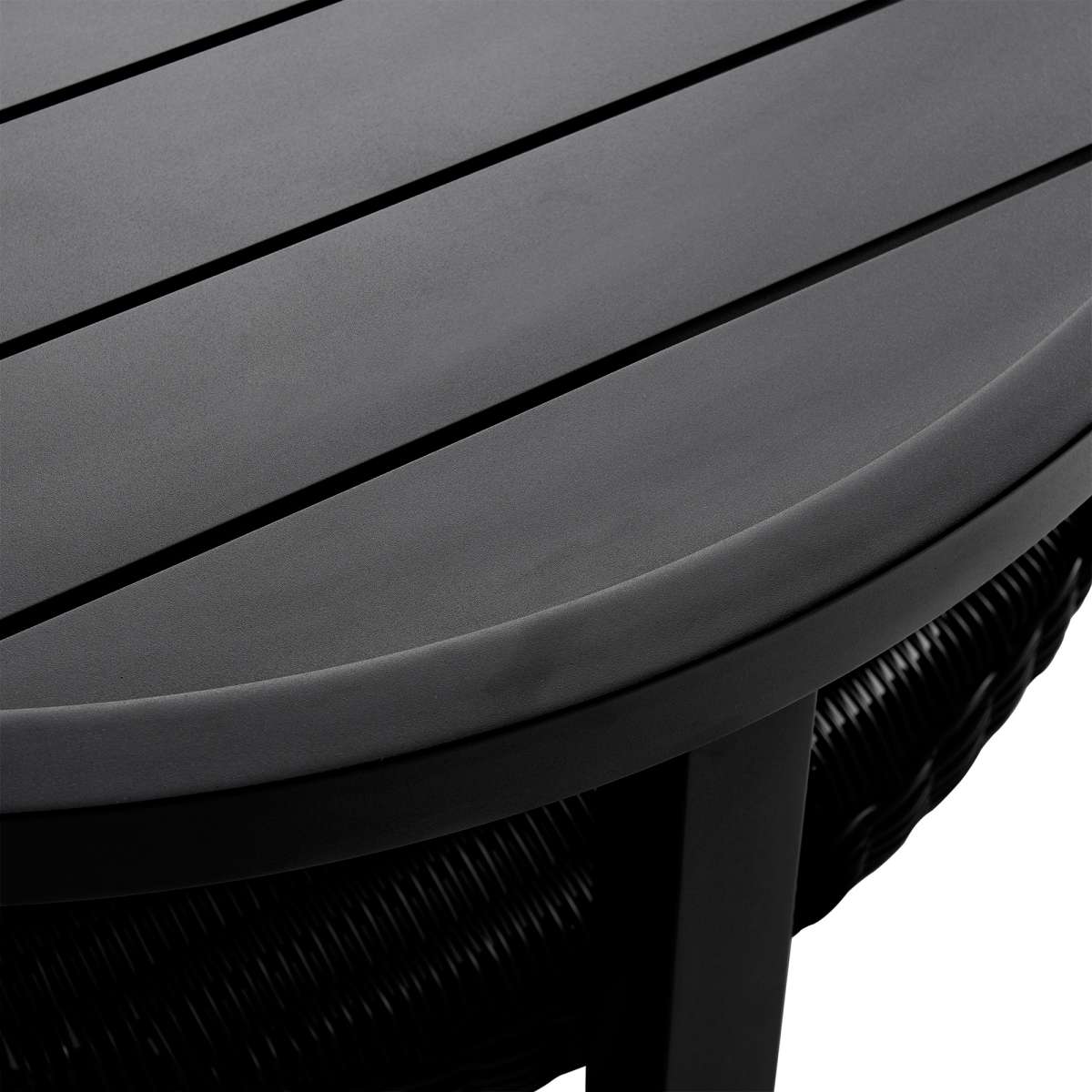 Cayman 3 Piece Black Aluminum Outdoor Seating Set with Dark Gray Cushions By Armen Living - Image 7