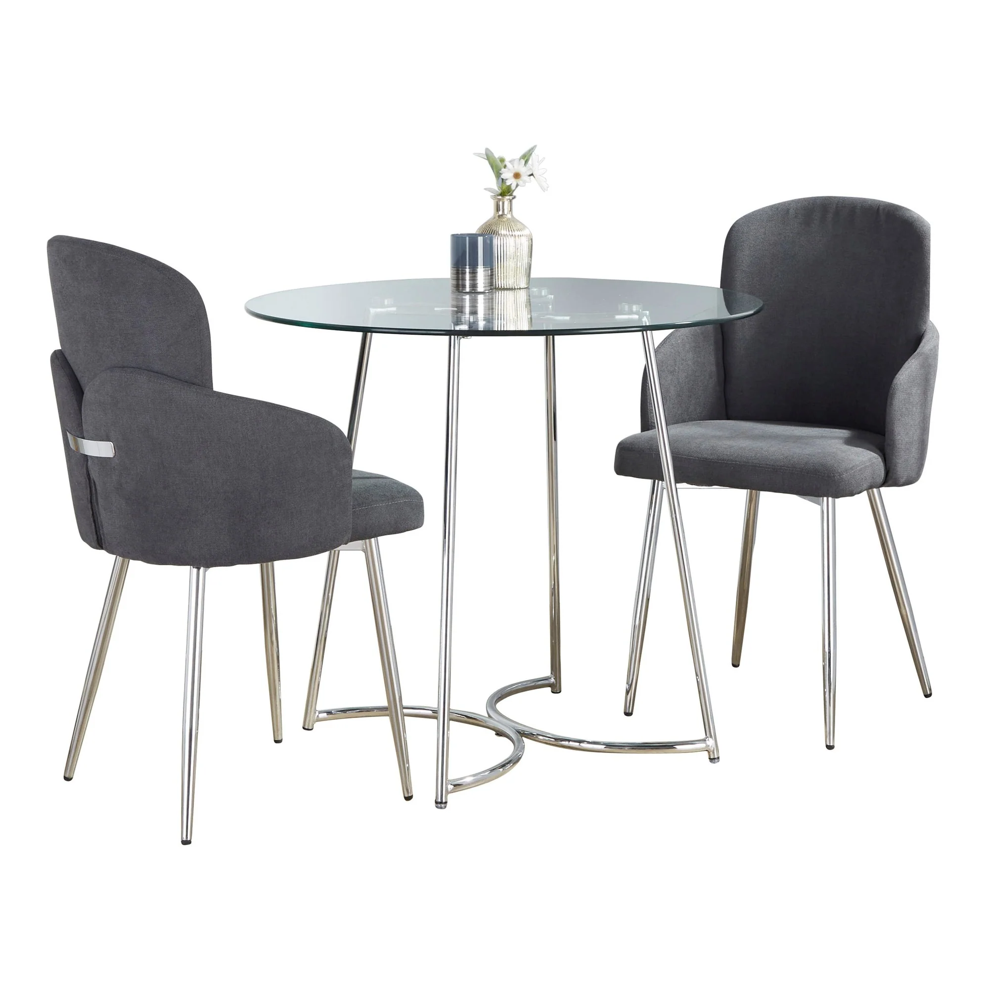 Cece-Dahlia Dining Set - 3 Piece By LumiSource - DS3-CECECHRGL+2DAHLIAFBCHRGY - Image 2