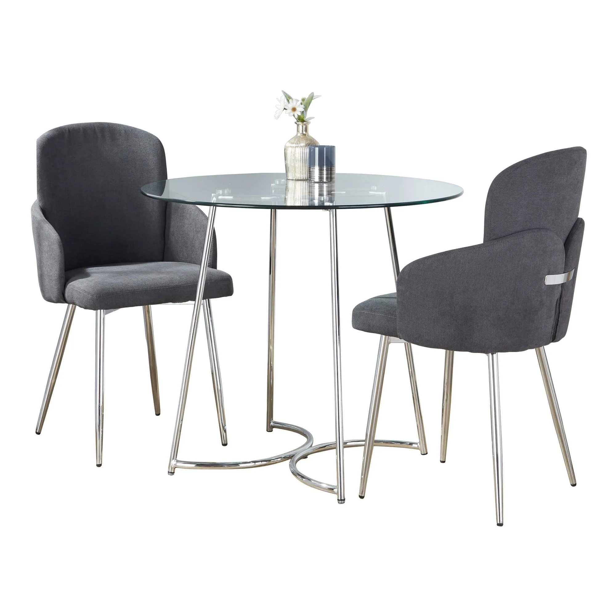 Cece-Dahlia Dining Set - 3 Piece By LumiSource - DS3-CECECHRGL+2DAHLIAFBCHRGY - Image 3