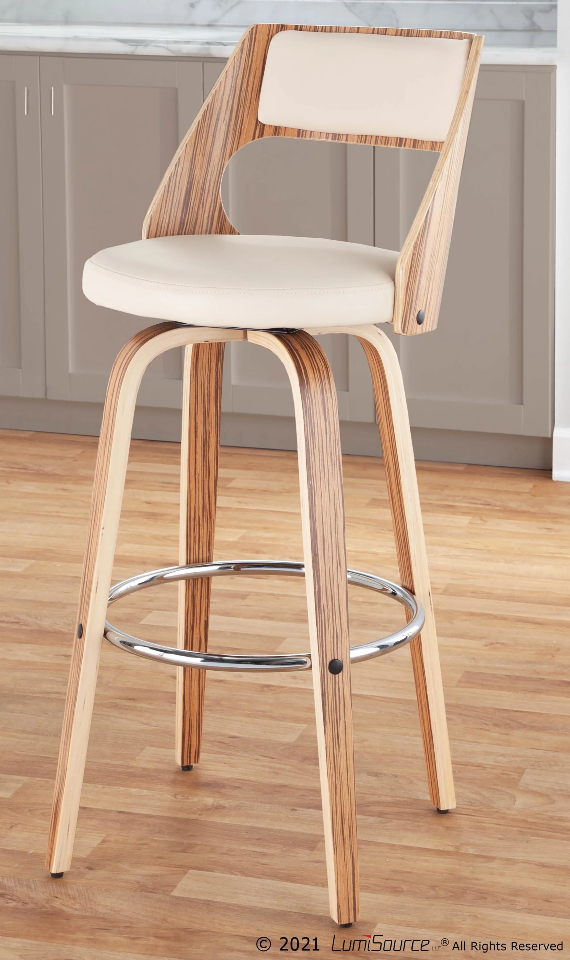 Cecina 30'' Fixed Height Barstool - Set of 2 Cream By LumiSource - Image 6