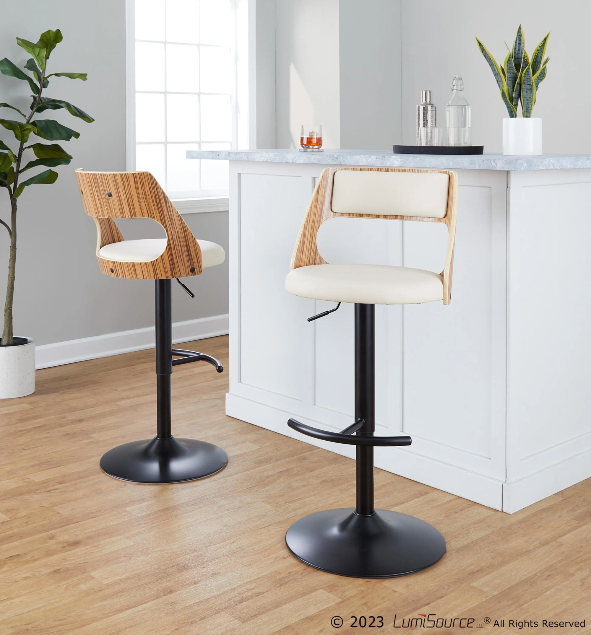 Cecina Adjustable Barstool - Set of 2 By LumiSource - BS-CECINAPU-RT2 BKZBCR2 - Image 2