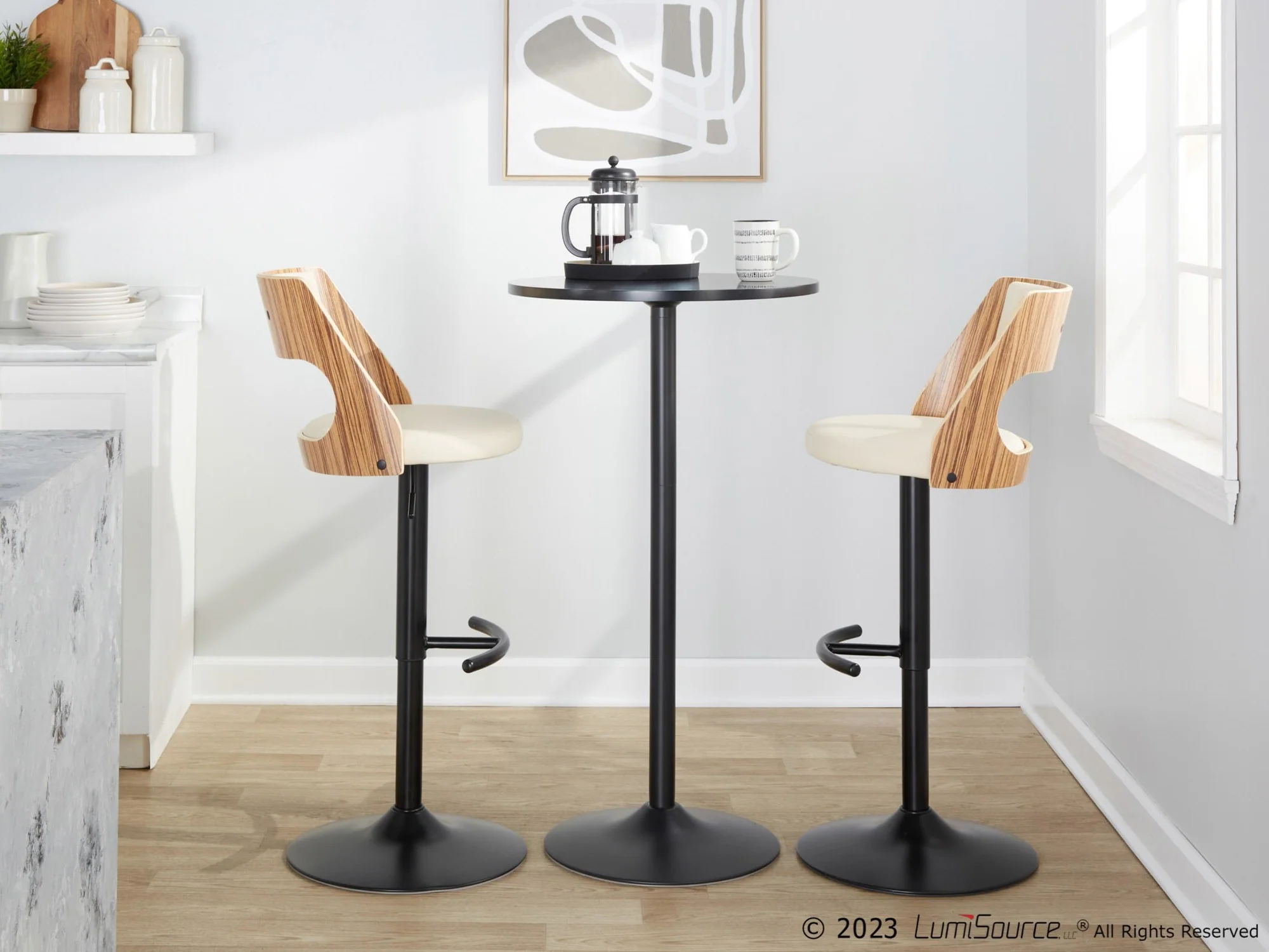Cecina Adjustable Barstool - Set of 2 By LumiSource - BS-CECINAPU-RT2 BKZBCR2 - Image 3