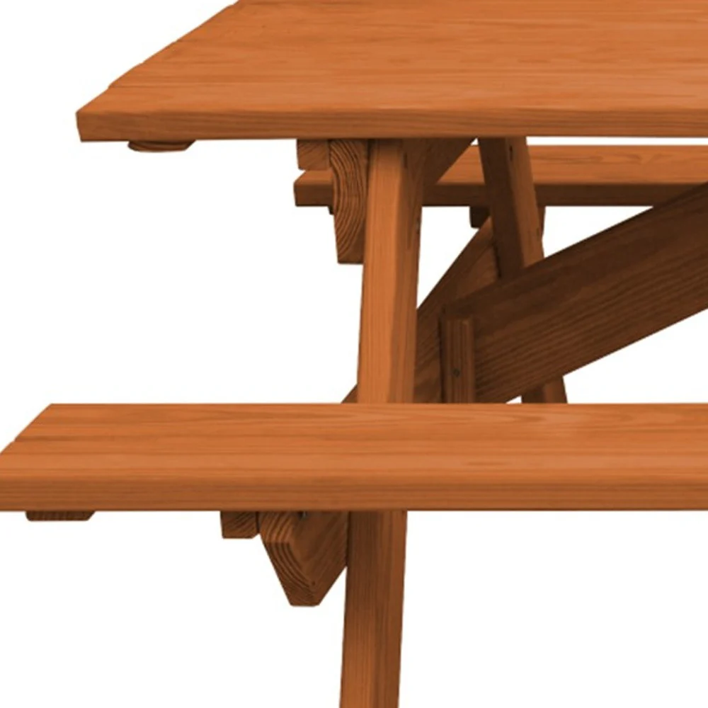 Cedar Chest Solid Wood Outdoor Picnic Table Umbrella Hole By Homeroots - Image 3