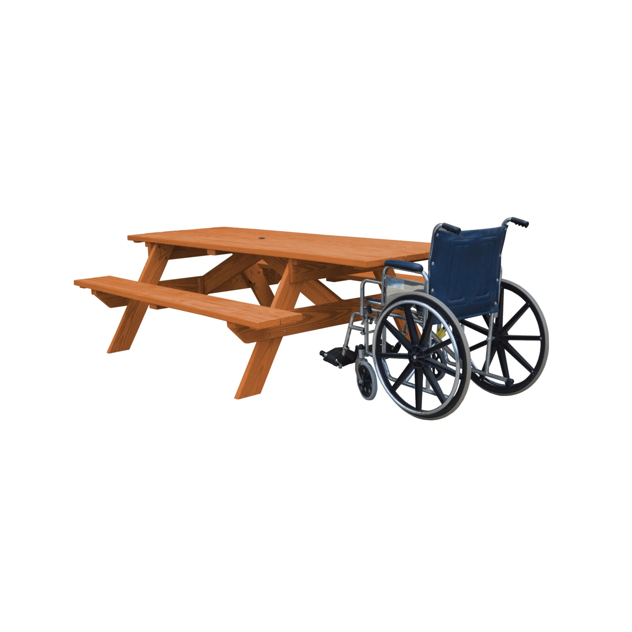 Cedar Chest Solid Wood Outdoor Picnic Table Umbrella Hole By Homeroots - Image 5