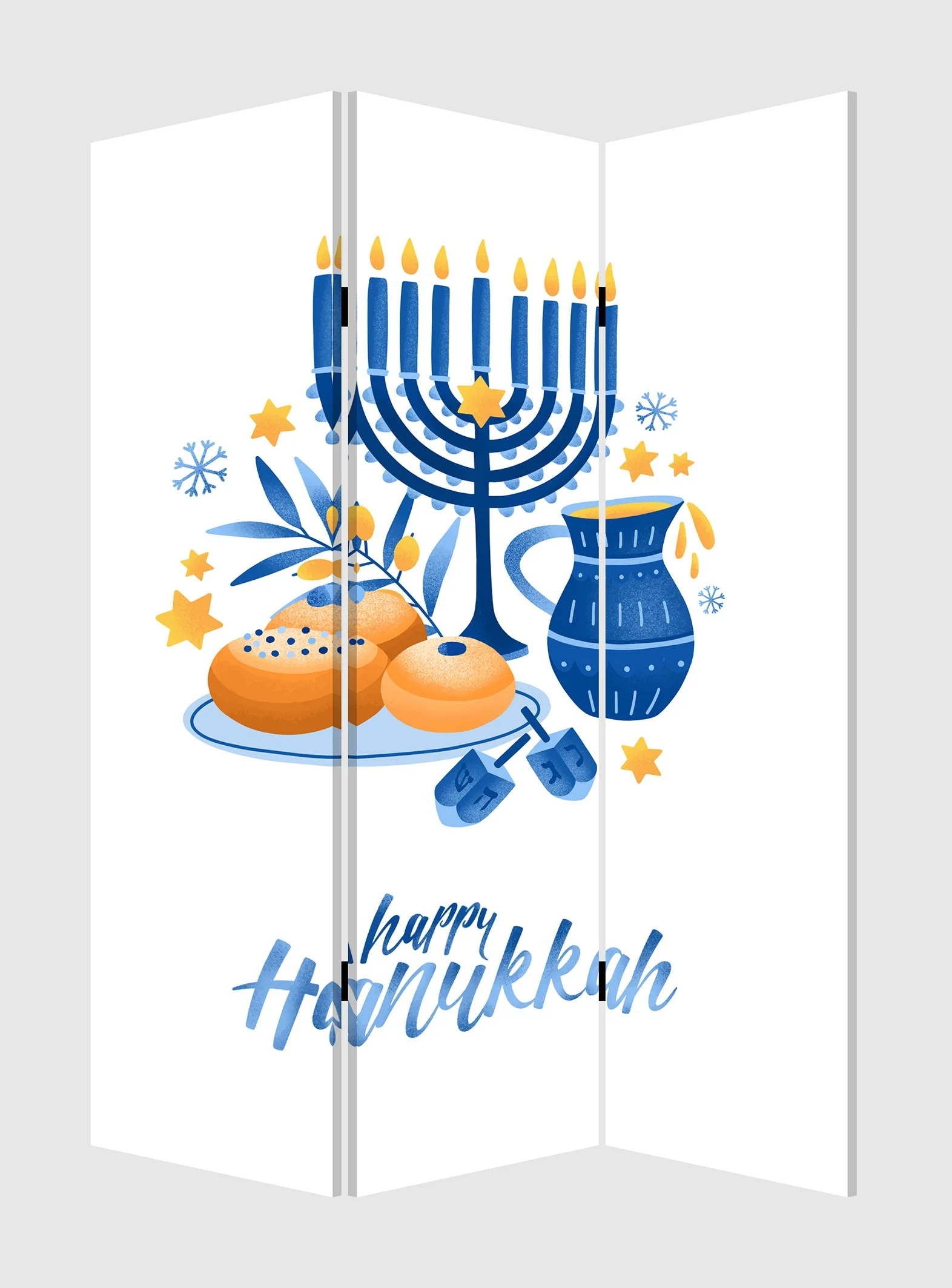 Celebratory Hanukkah Three Panel Room Divider Screen By Homeroots - Image 3