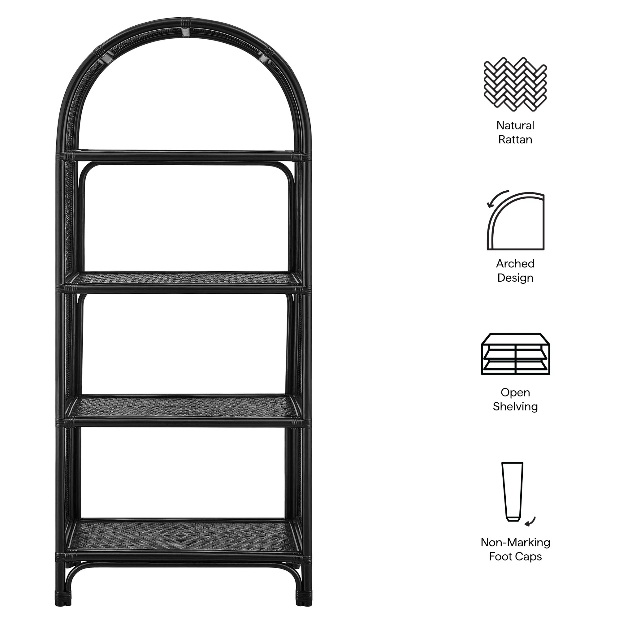 Celeste 67 Inch Tall Arched Natural Rattan Bookshelf by Modway - Image 8