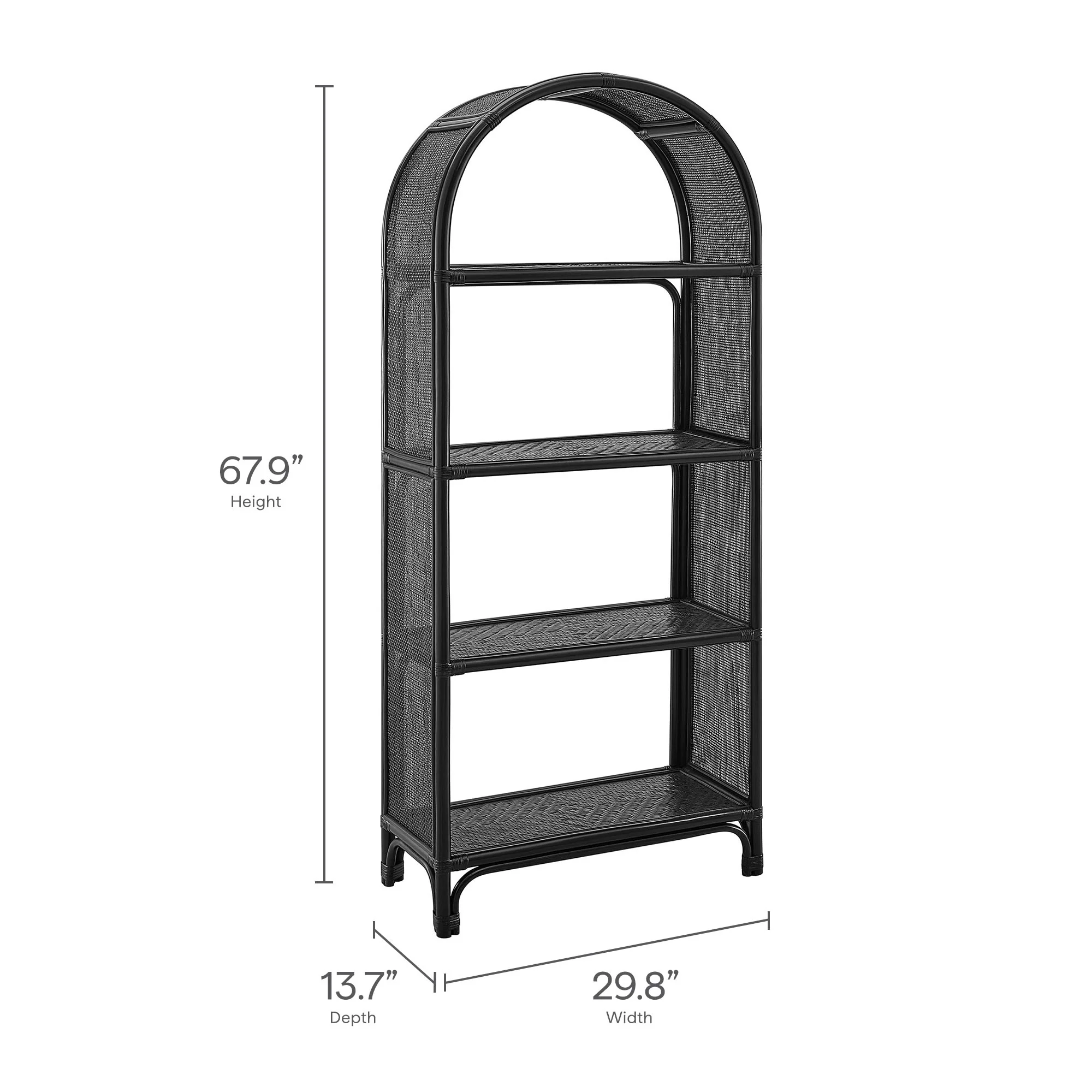 Celeste 67 Inch Tall Arched Natural Rattan Bookshelf by Modway - Image 9