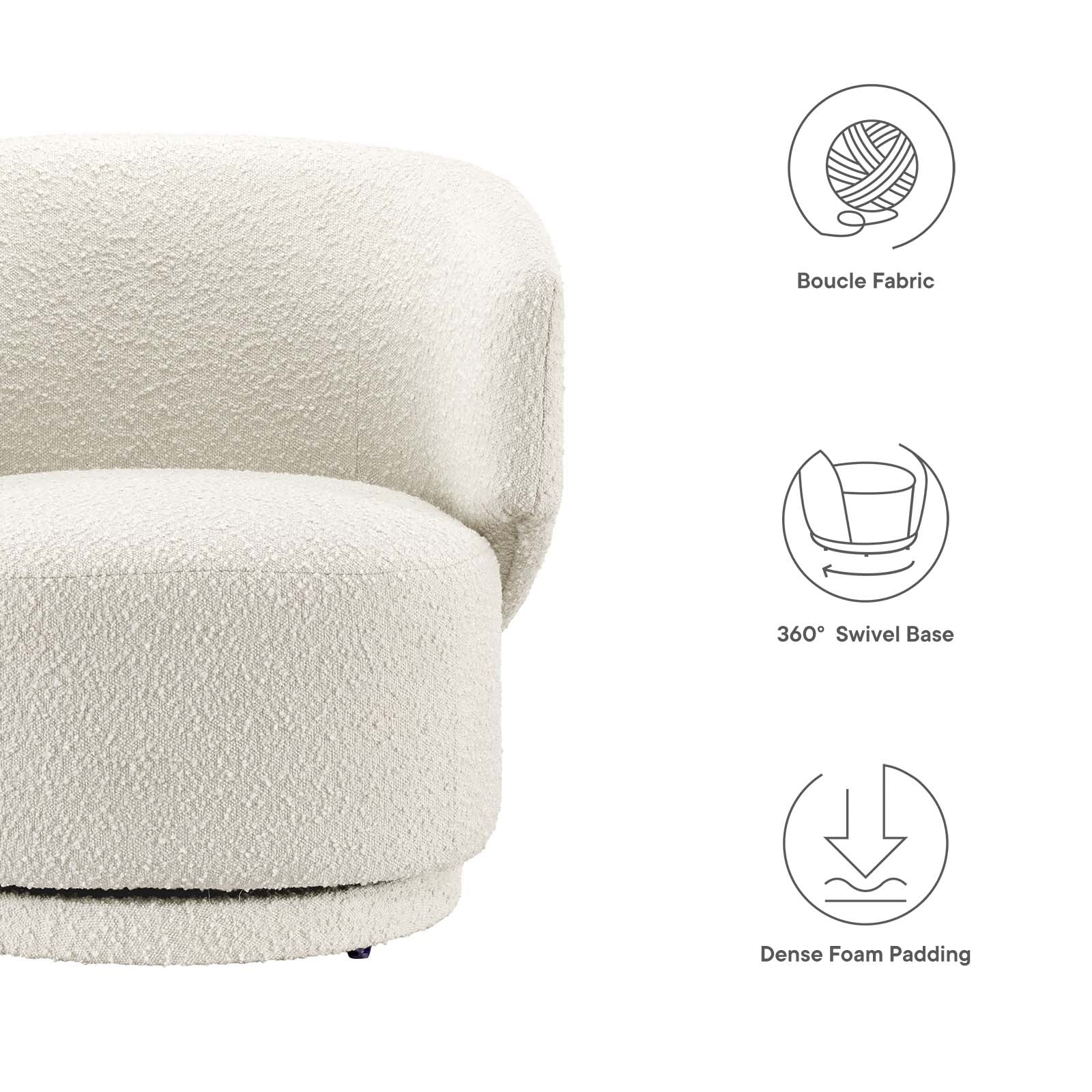 Celestia Boucle Fabric Fabric and Wood Swivel Chair By Modway - EEI-6357 - Image 14