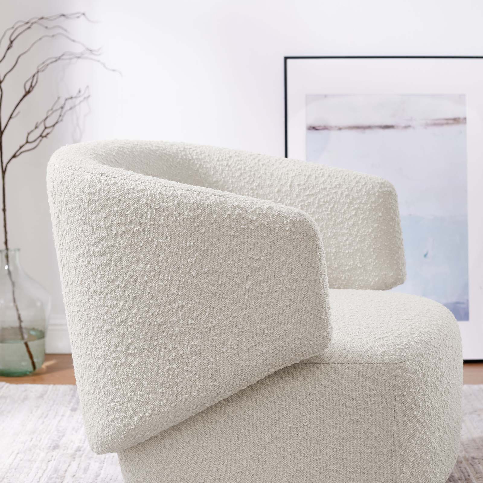 Celestia Boucle Fabric Fabric and Wood Swivel Chair By Modway - EEI-6357 - Image 16
