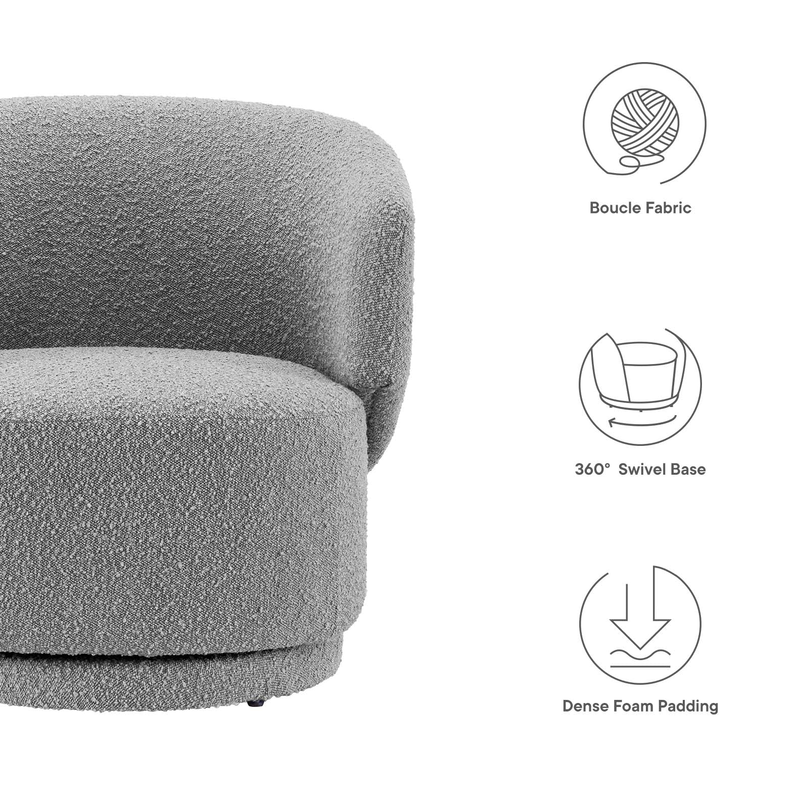 Celestia Boucle Fabric Fabric and Wood Swivel Chair By Modway - EEI-6357 - Image 22