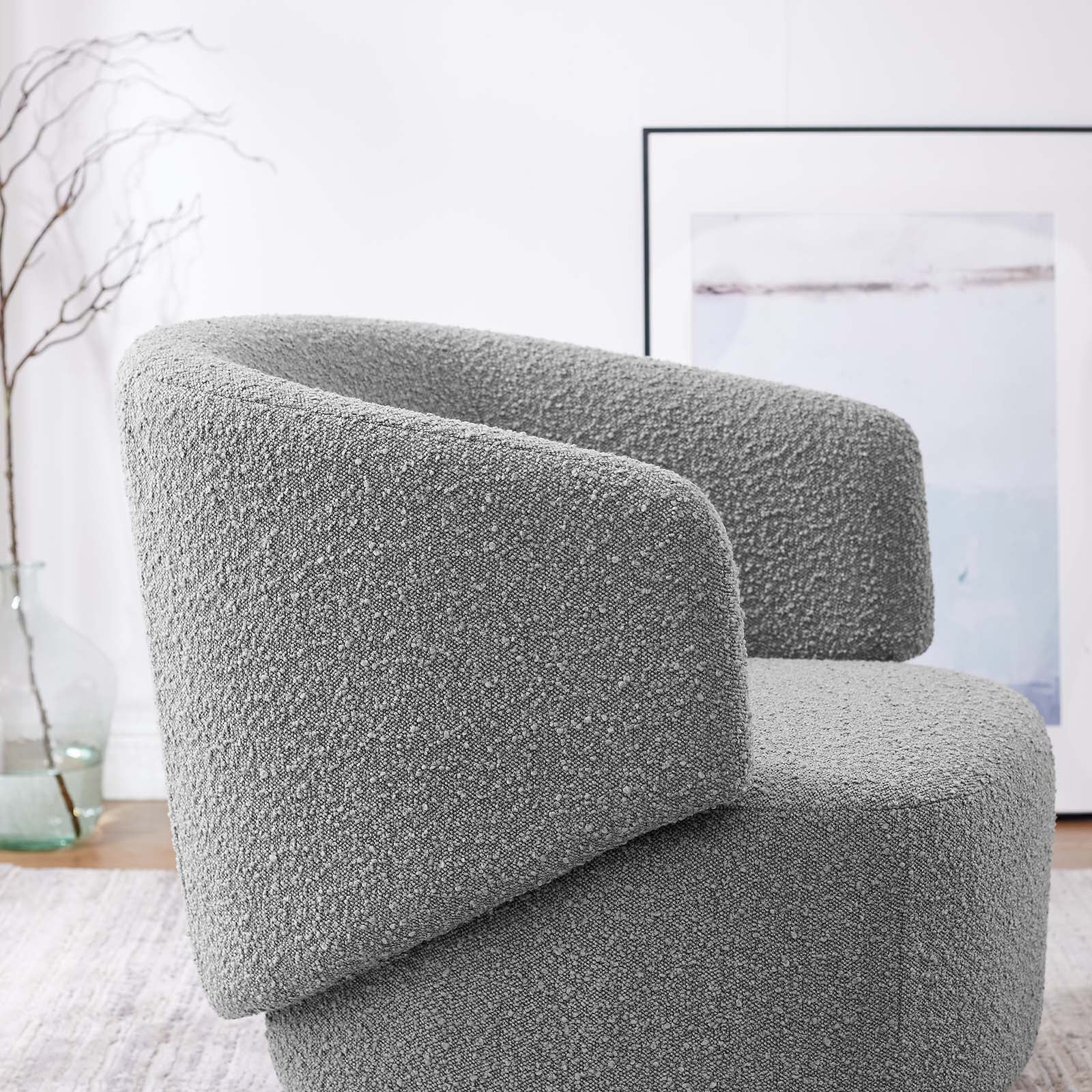 Celestia Boucle Fabric Fabric and Wood Swivel Chair By Modway - EEI-6357 - Image 24