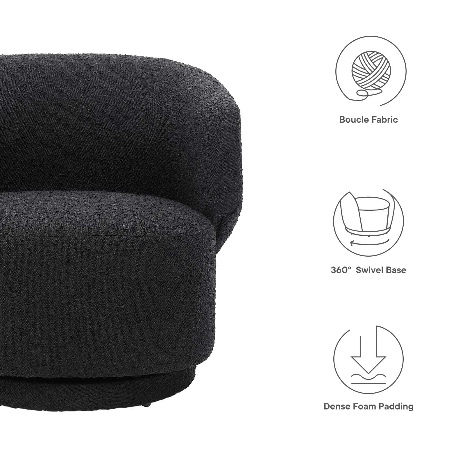 Celestia Boucle Fabric Fabric and Wood Swivel Chair By Modway - EEI-6357 - Image 6