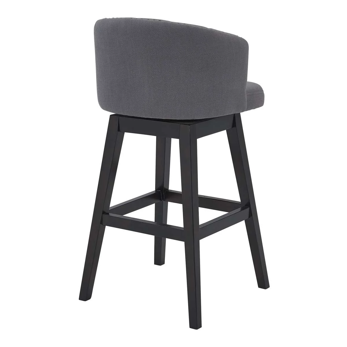 Celine 30" Bar Height Swivel Grey Fabric and Espresso Wood Bar Stool By Armen Living - Image 4
