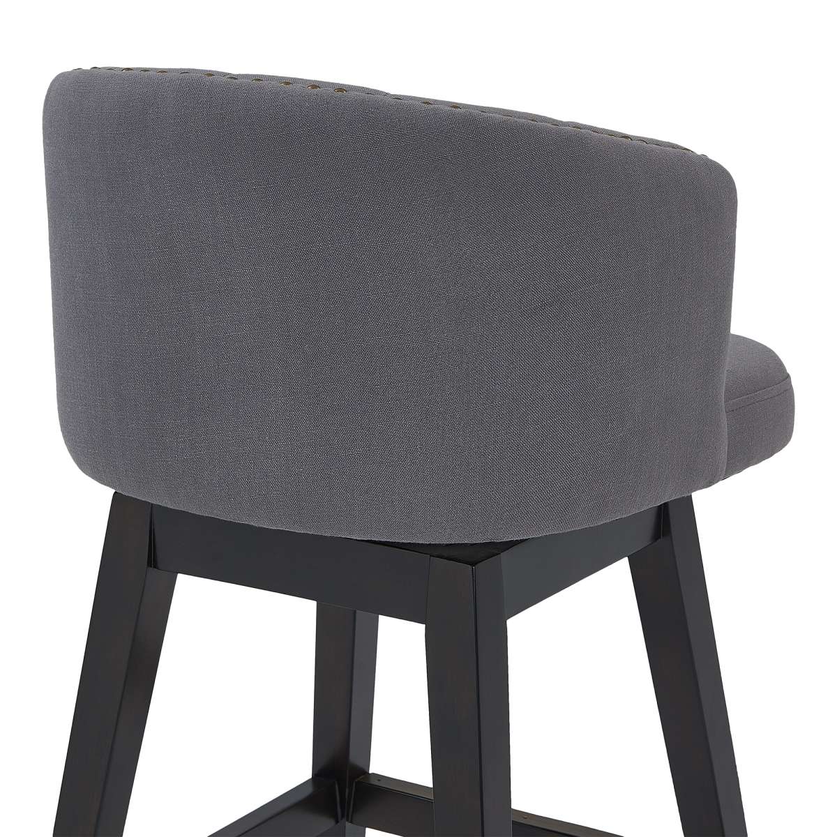 Celine 30" Bar Height Swivel Grey Fabric and Espresso Wood Bar Stool By Armen Living - Image 6