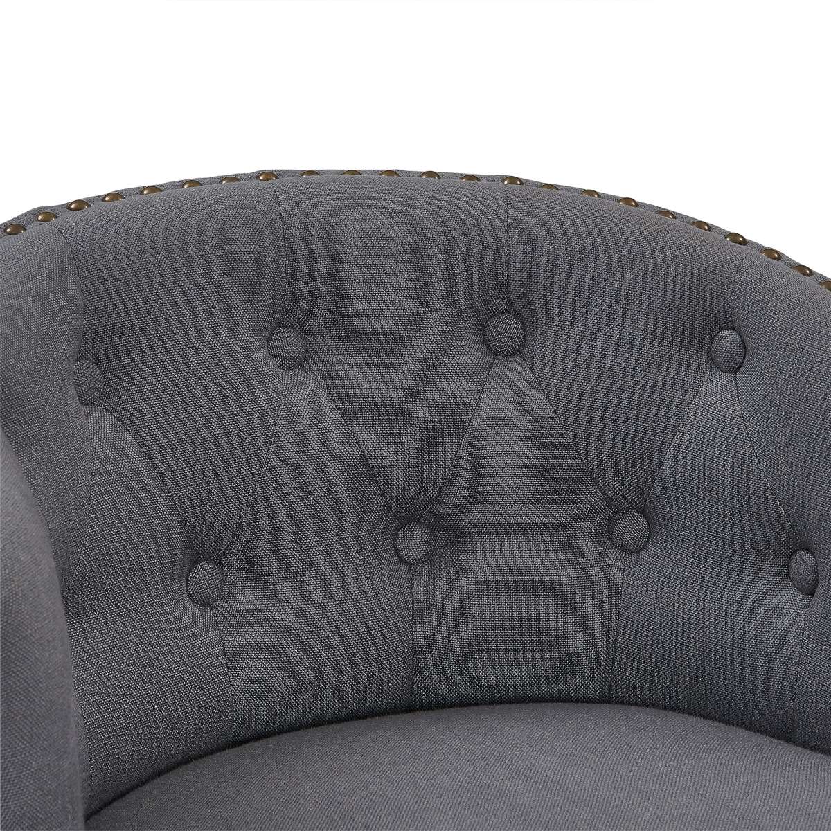 Celine 30" Bar Height Swivel Grey Fabric and Espresso Wood Bar Stool By Armen Living - Image 8