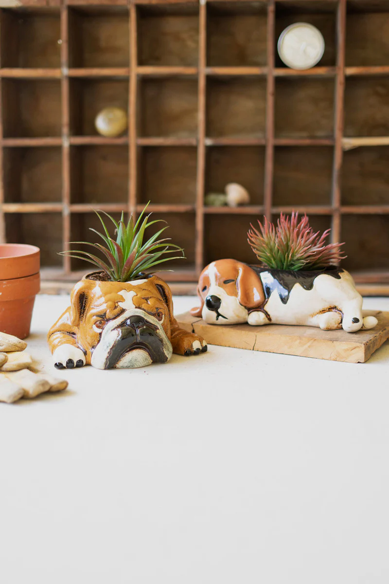 Ceramic Beagle Planter (Min 2) By Kalalou - Image 2