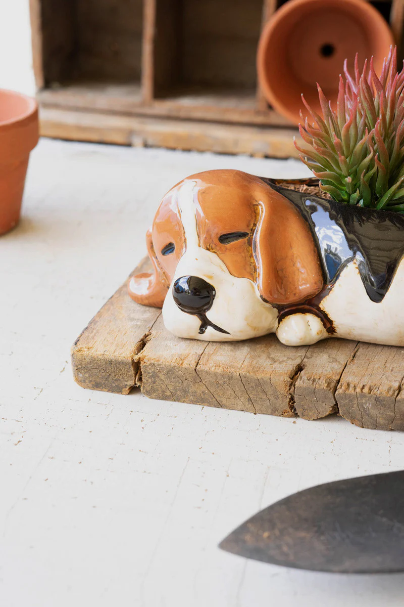 Ceramic Beagle Planter (Min 2) By Kalalou - Image 3