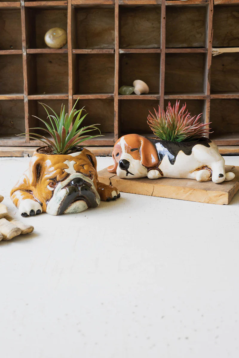 Ceramic Bulldog Planter (Min 2) By Kalalou - Image 2