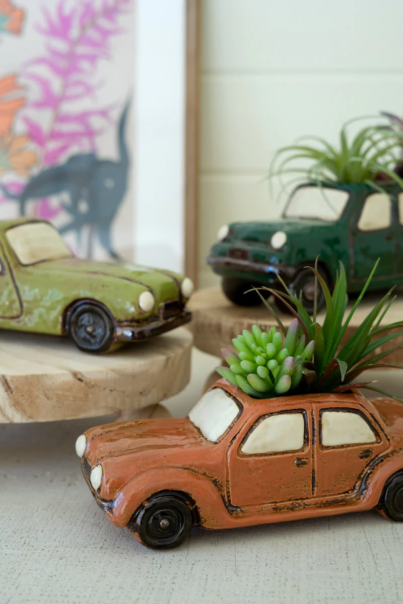 Ceramic Cars Planters Set Of 3 By Kalalou - Image 3