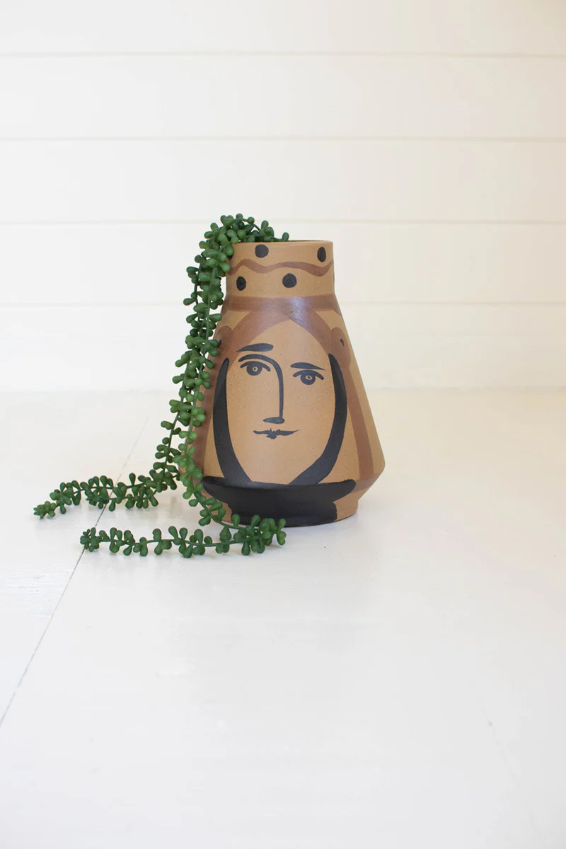 Ceramic Conical Face Vase By Kalalou - Image 2