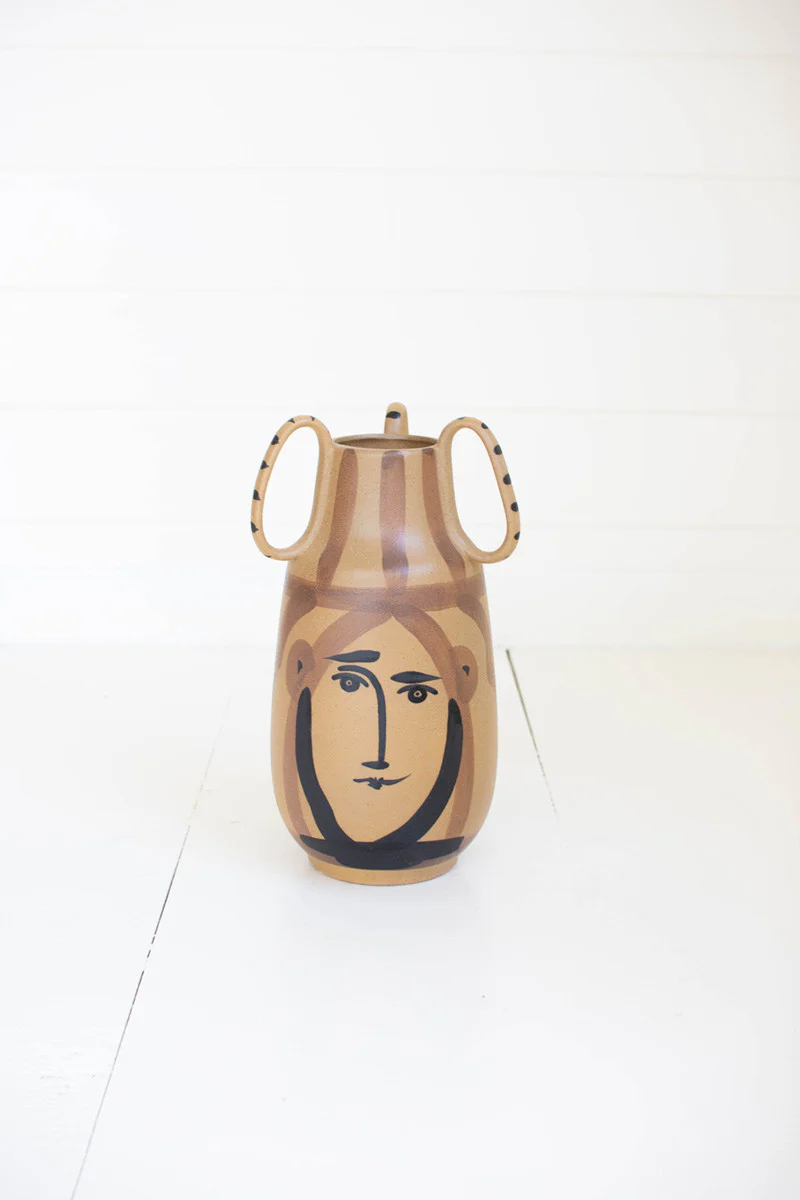 Ceramic Face With Handles By Kalalou - Image 2