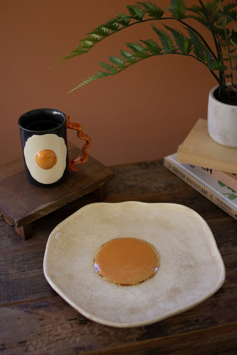 Ceramic Fried Egg Platter (Min 4) By Kalalou - Image 4