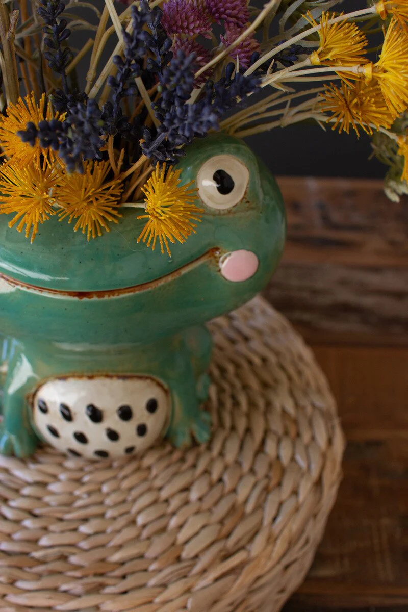 Ceramic Frog Planter (Min 2) By Kalalou - Image 2
