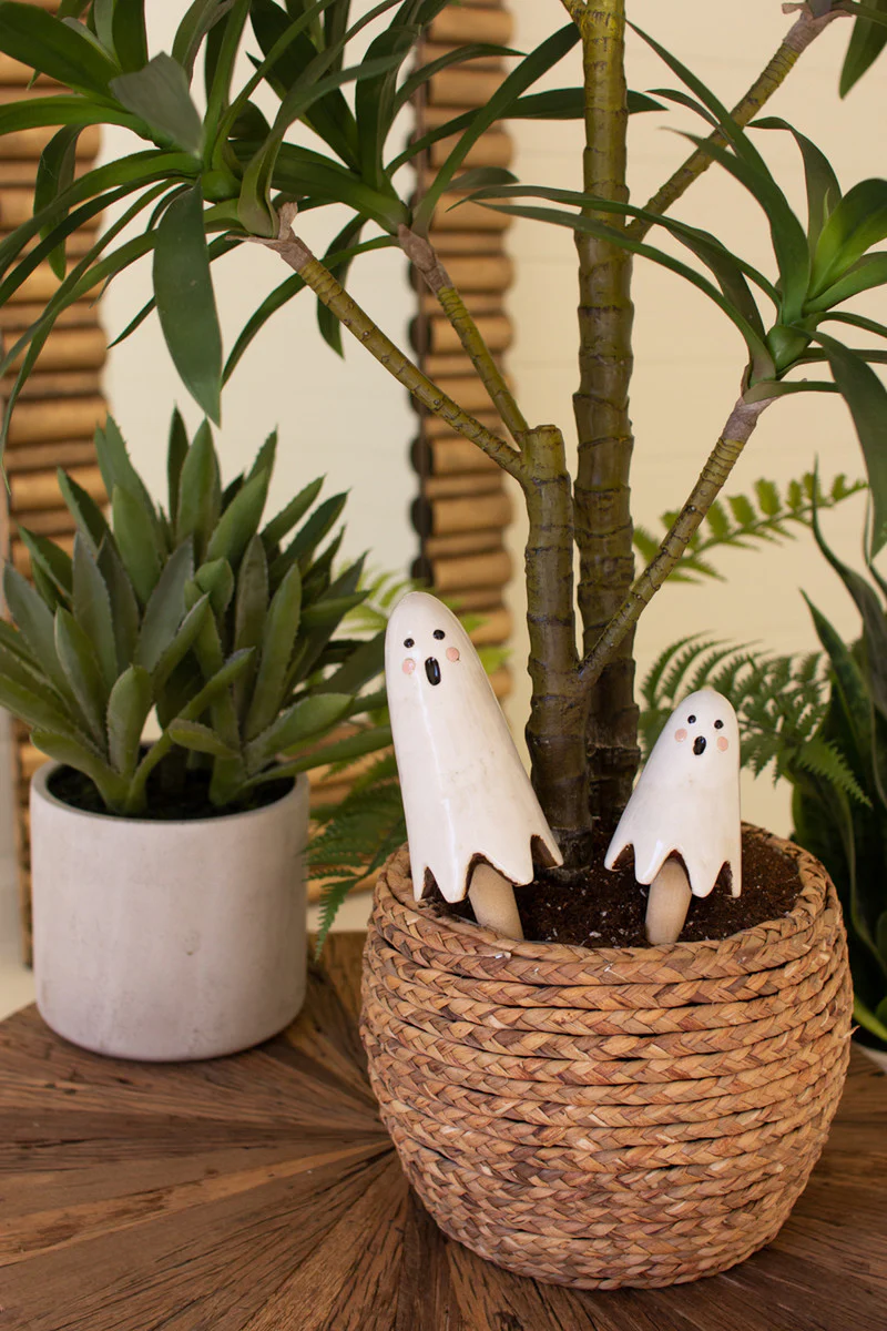 Ceramic Ghost Plant Sticks (Min 2) Set Of 2 By Kalalou - Image 4