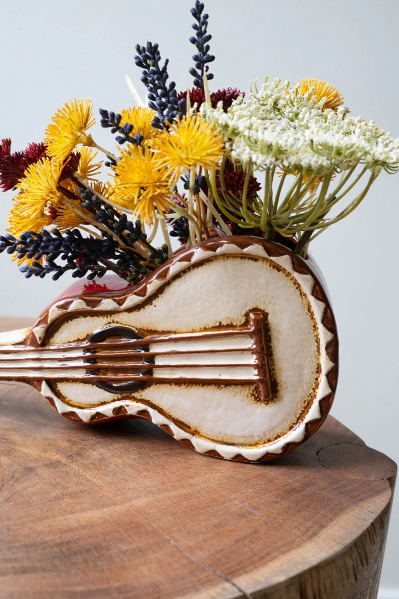 Ceramic Guitar Planter By Kalalou - Image 3